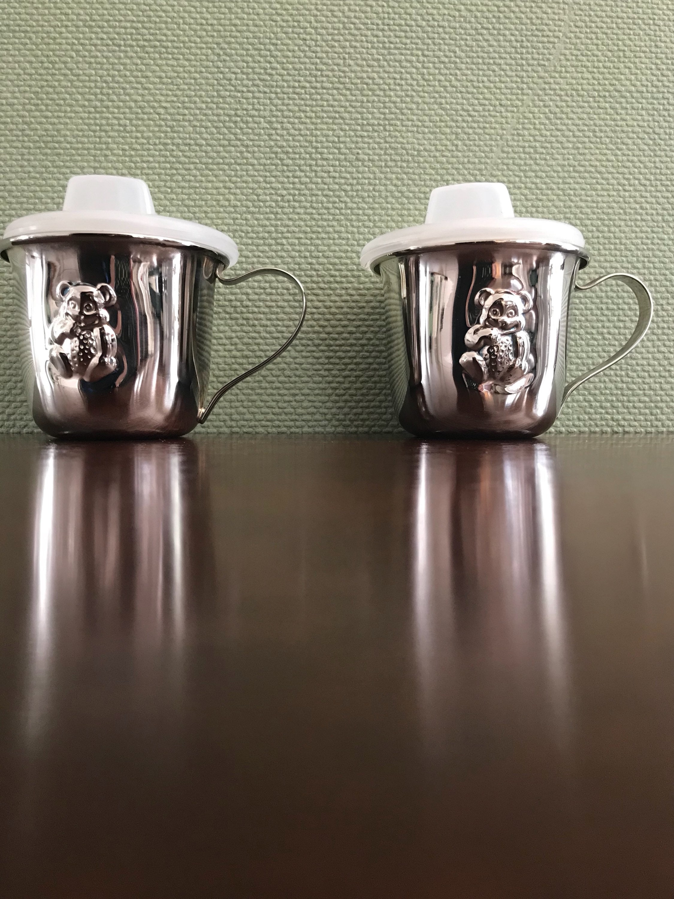 Silver Plated Baby Sippy Cup, Teddy Bear Silver Cup, Babys First Cup