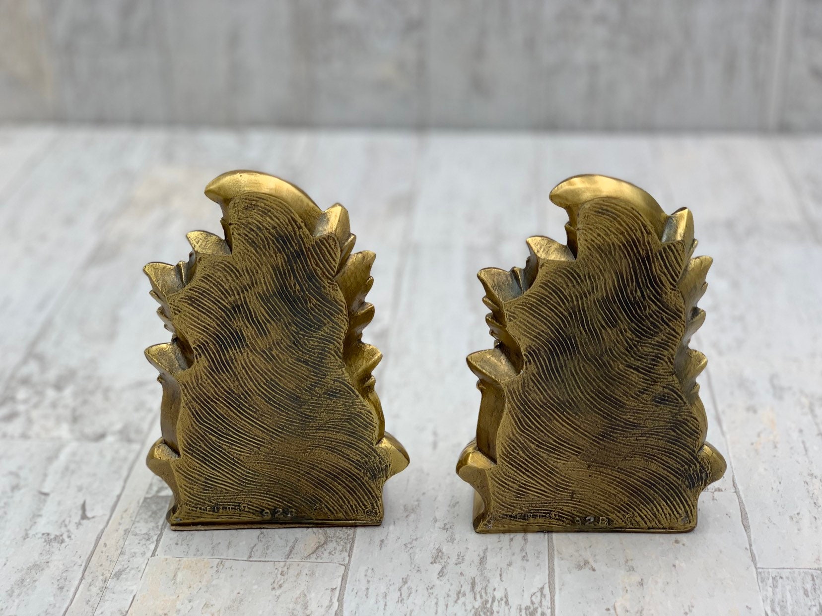 Vintage Gold Bookends, PM craftsman Hollywood Regency Gold Gilt