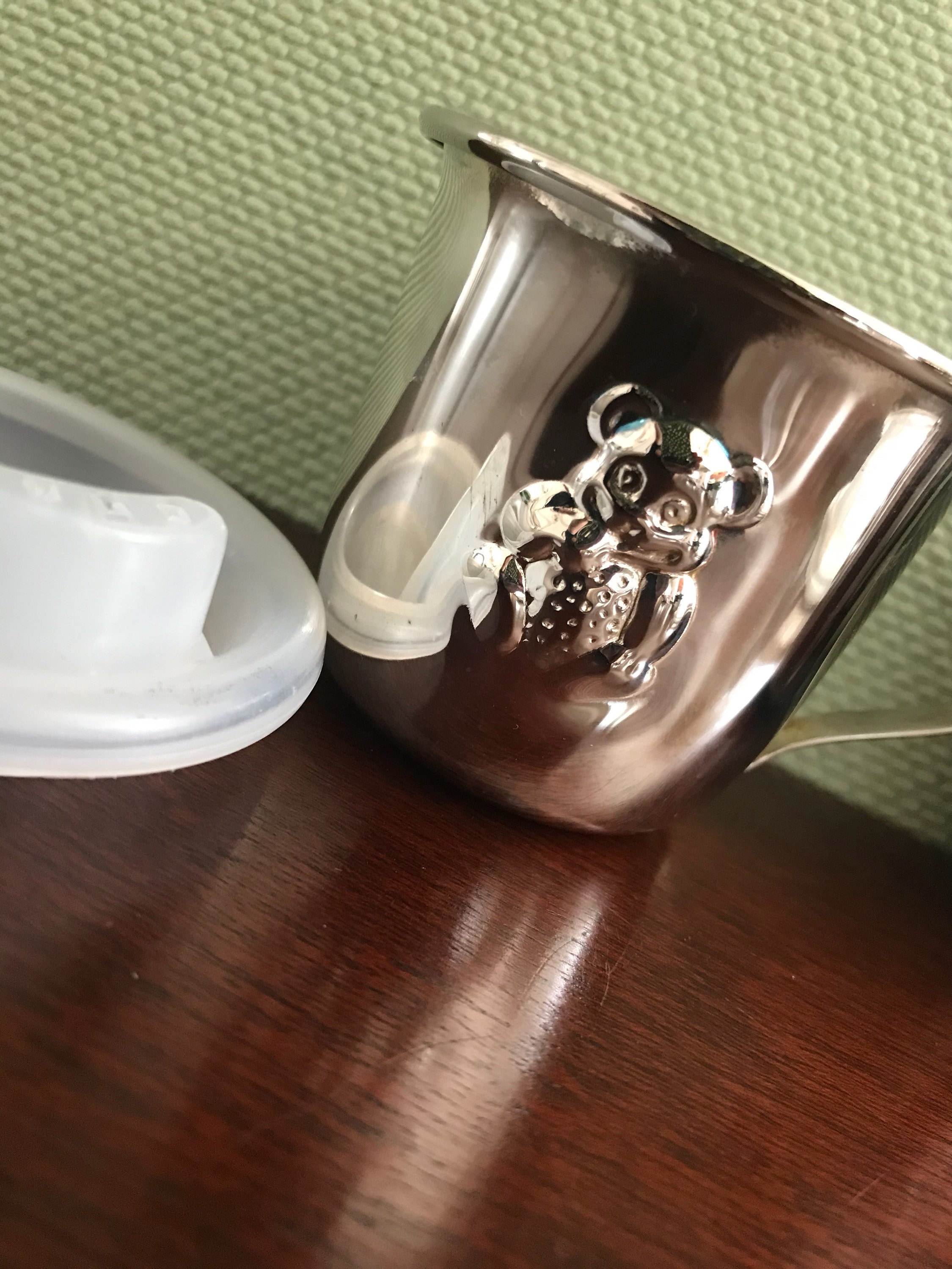 Silver Plated Baby Sippy Cup, Teddy Bear Silver Cup, Babys First Cup