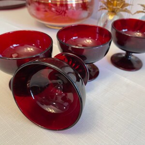 Sherbet cups Monarch Royal Ruby Glass Parfait, Anchor Hocking Dishes, 4 Piece set image 8