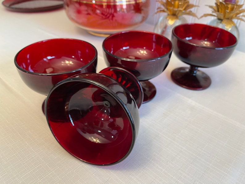 Sherbet cups Monarch Royal Ruby Glass Parfait, Anchor Hocking Dishes, 4 Piece set image 8