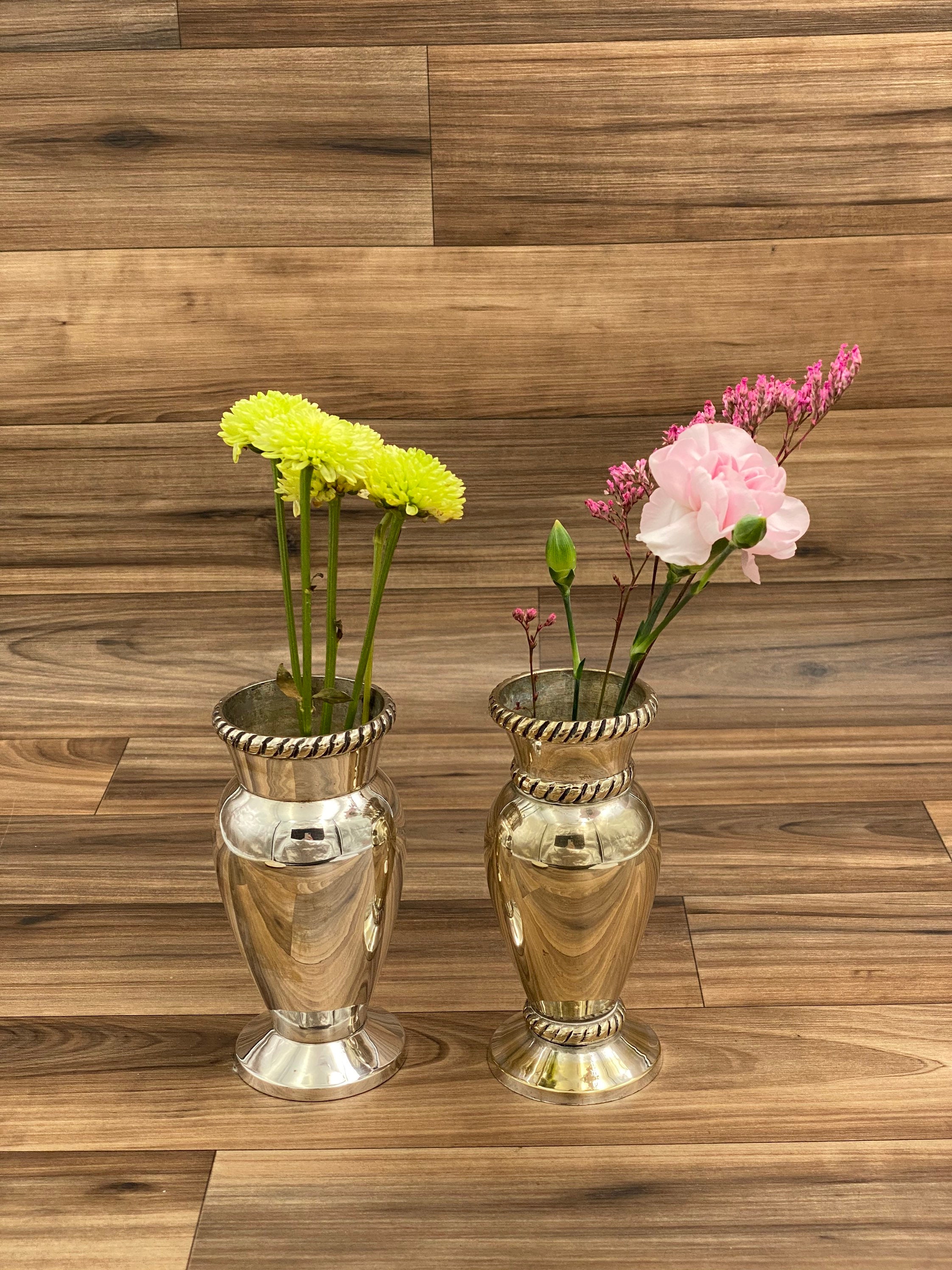 Small Silver Vases, Vintage Silver plated Bud vases by Pottery Barn