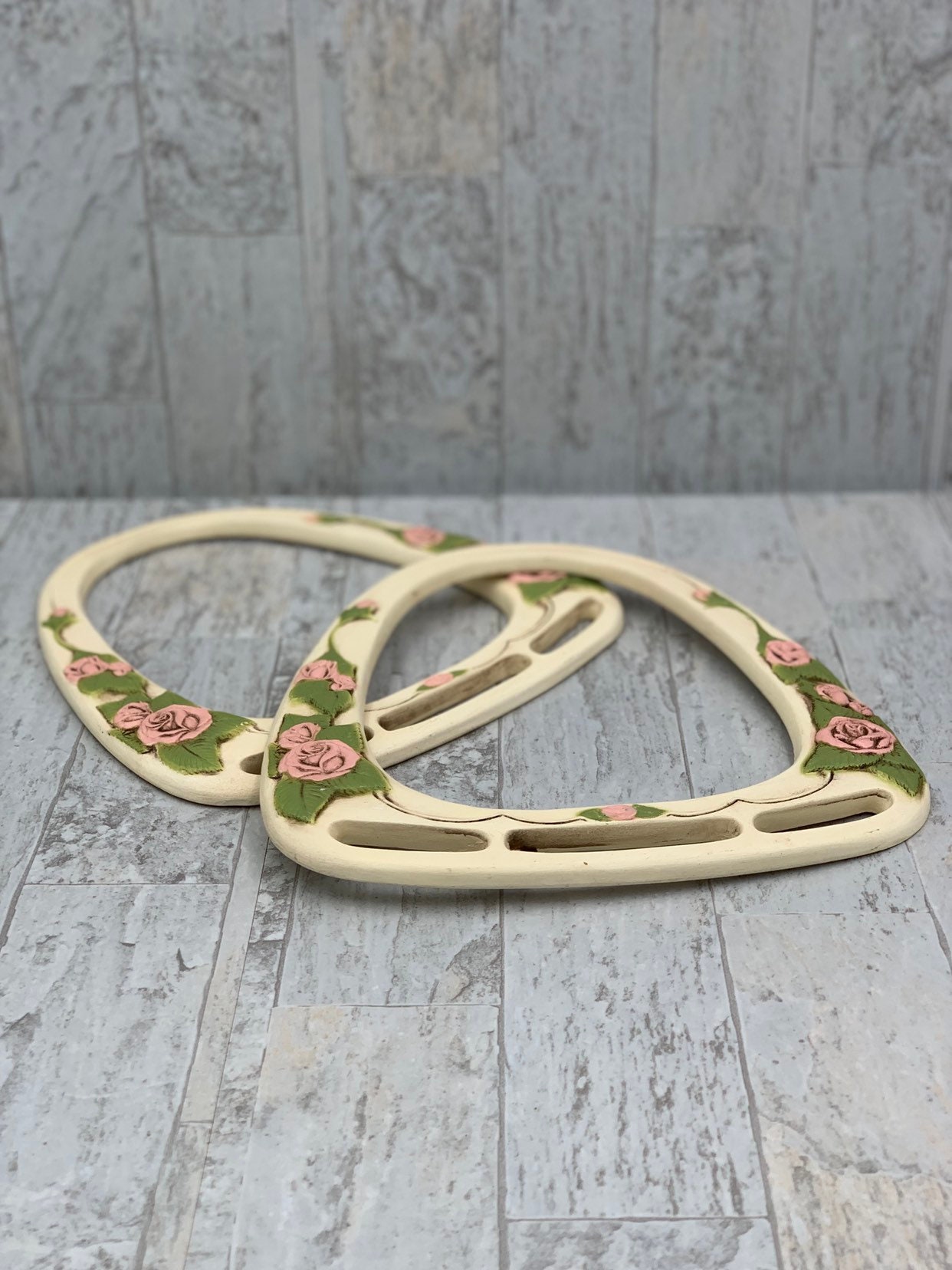 Vintage Purse Handles, Rose Handbag Handles, purse handles with roses