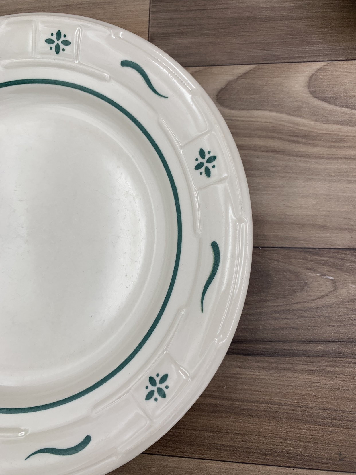 Vintage Longaberger Pottery Plates Woven traditions Heritage Green Set