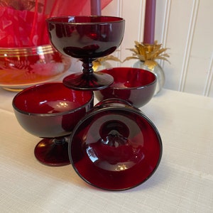 Sherbet cups Monarch Royal Ruby Glass Parfait, Anchor Hocking Dishes, 4 Piece set image 6