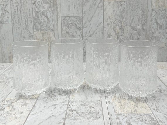 Vintage Drink glasses, Designer iittala Ultima Thule highball Glass Footed Tumbler, Set of 4
