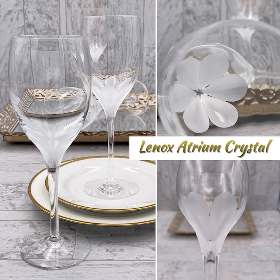 Lenox Atrium Crystal Glasses, Set of 2 Wine Glasses, Vintage Drinkware, Luxury Glassware 
