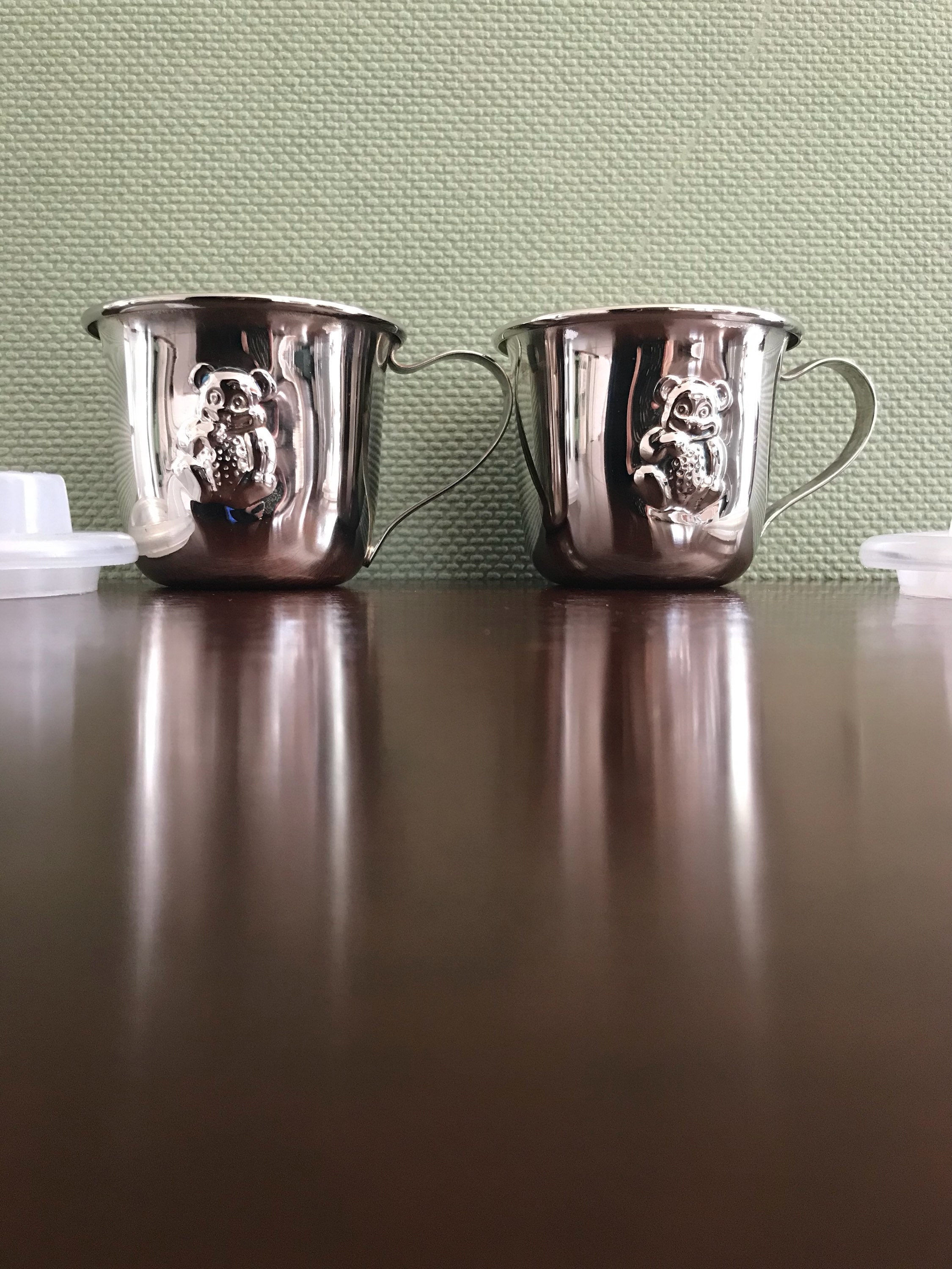 Silver Plated Baby Sippy Cup, Teddy Bear Silver Cup, Babys First Cup