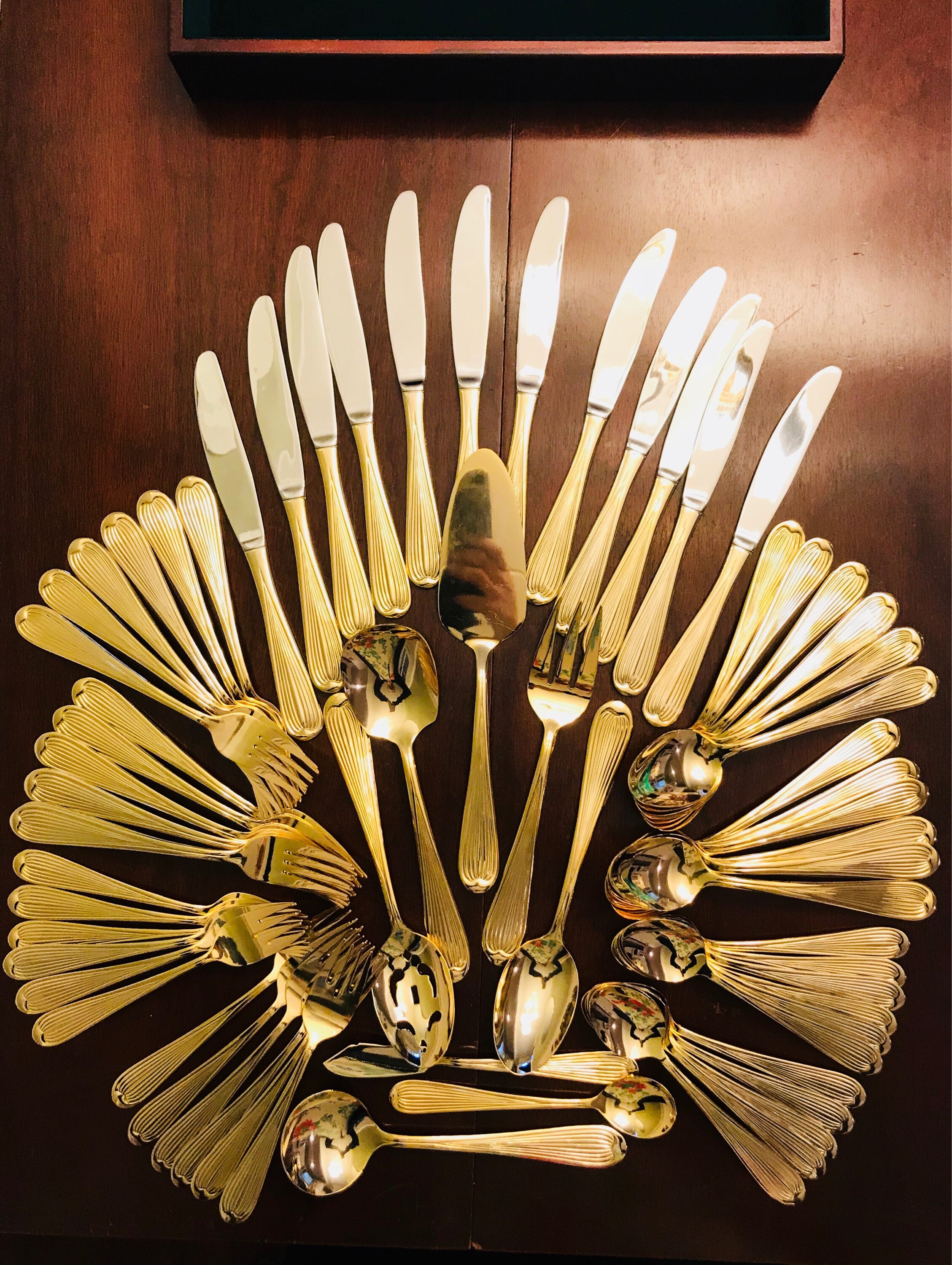 LAYAWAY PAYMENT 1 For DONNA Gold Flatware Set, complete 68 piece