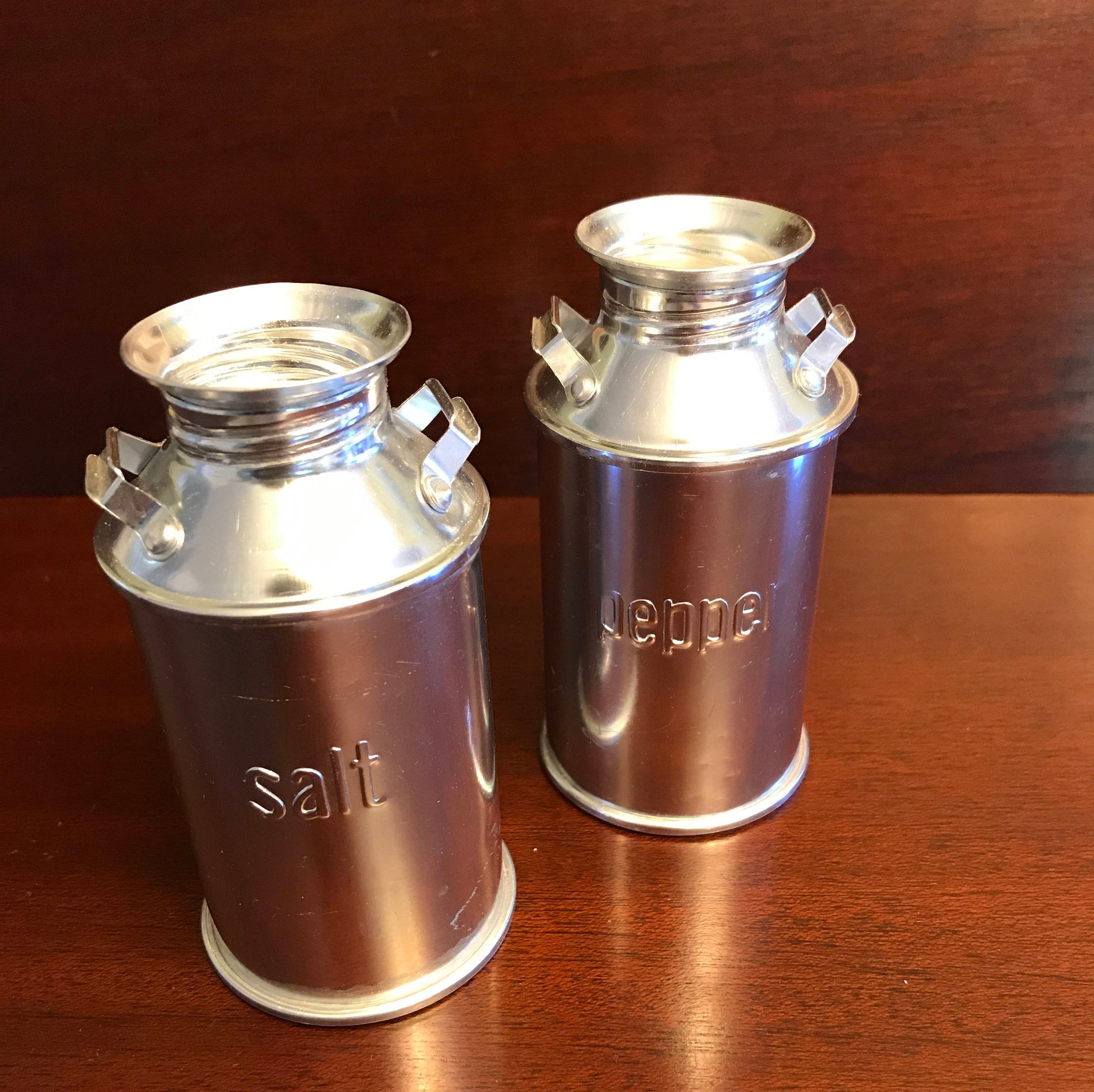 Vintage Milk Can Salt Pepper Shakers, Aluminum Salt and ...