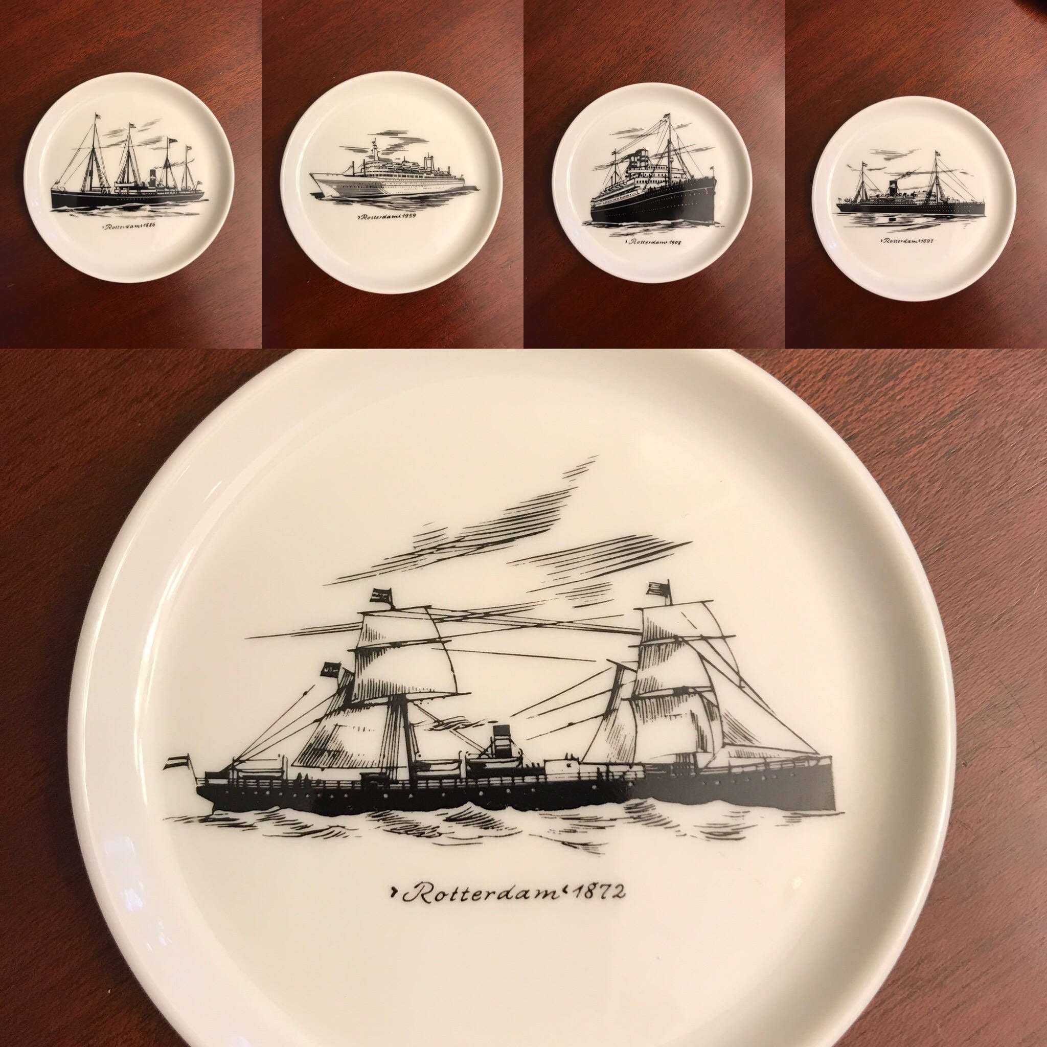 MidCentury Nautical ship Coasters by Fürstenberg Keramik, set of five
