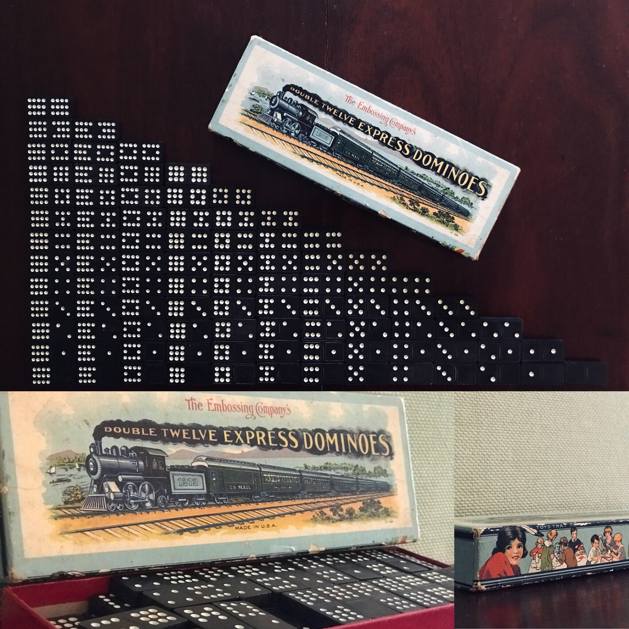 Antique Double twelve Wooden Dominoes The Embossing Co Express Dominoes