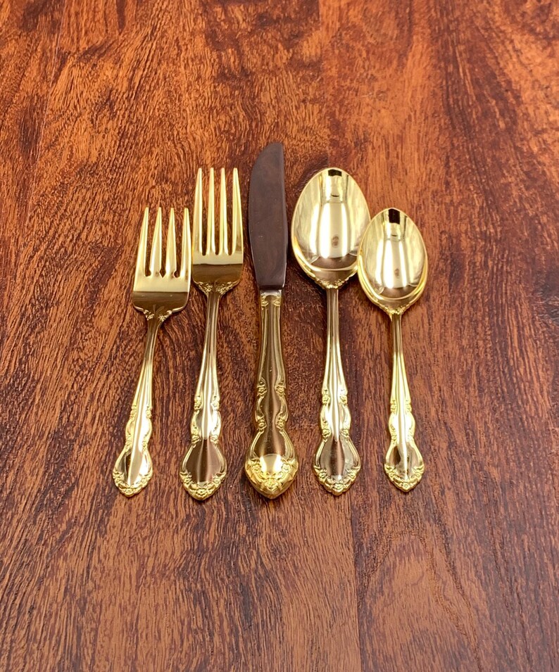 Vintage Gold Flatware Set Towle Golden Baroness Supreme Etsy