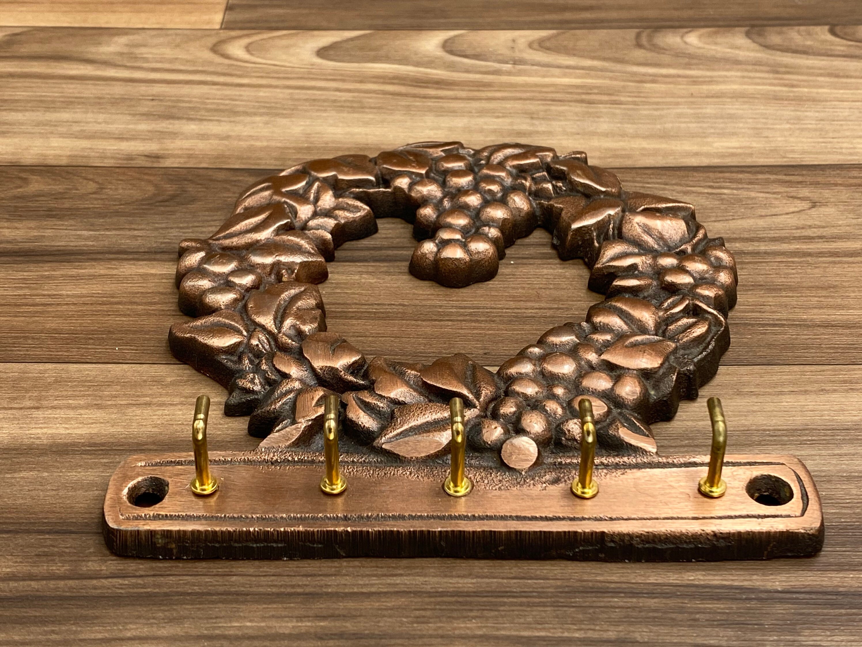 Copper Grapevine wreath Key organizer, Pfaltzgraff vintage key holder