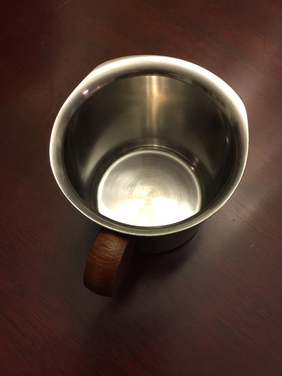 Pitcher Danish Modern, Small stainless steel pitcher with wooden handle