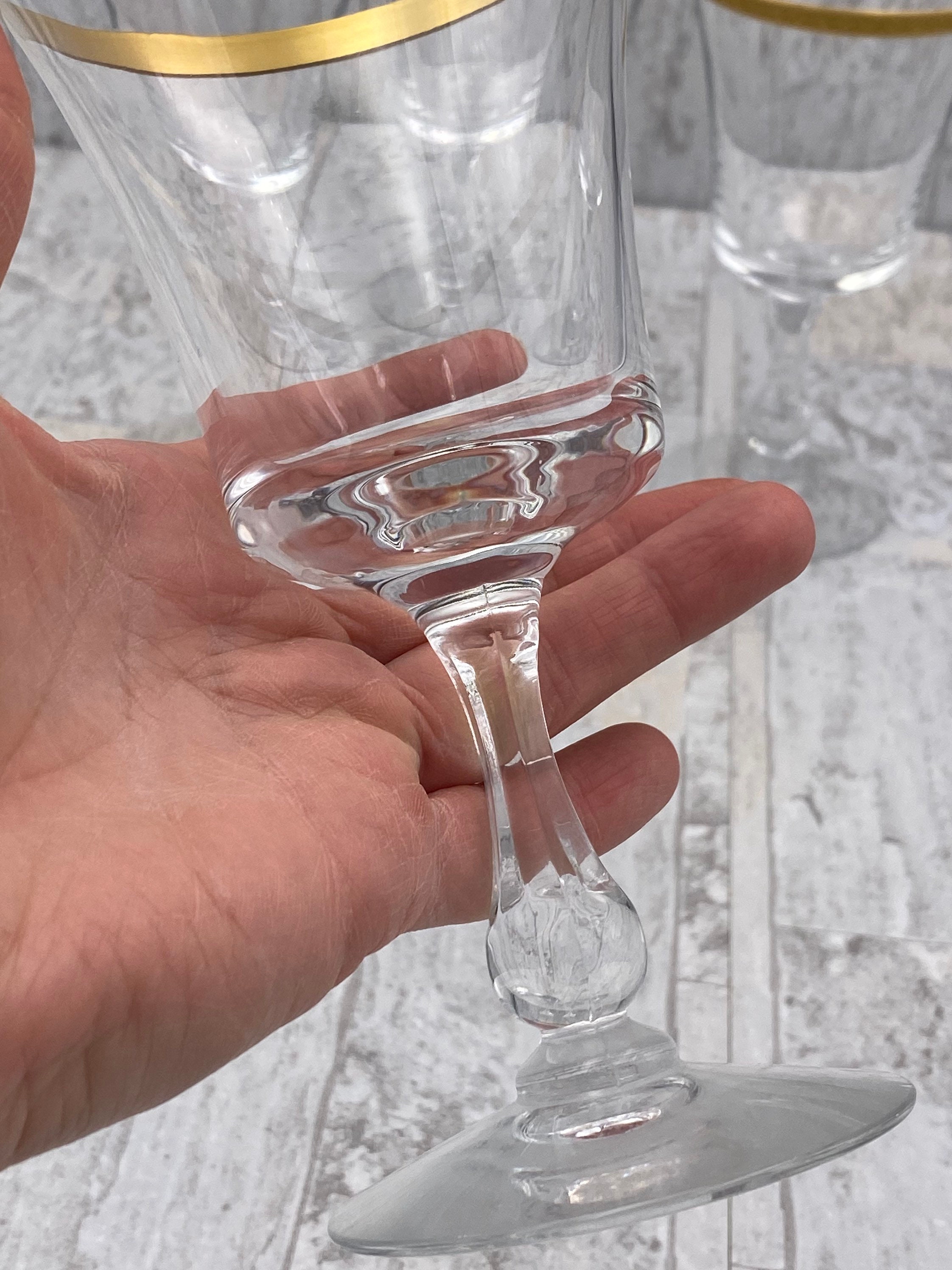 Gold Rim Crystal Goblets, Crystal Water Goblets, Gold encrusted Vintage ...