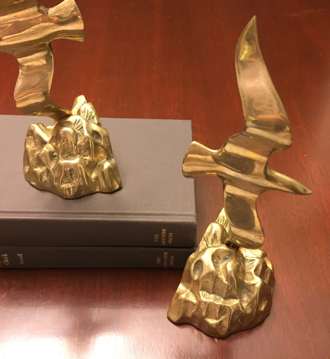 Seagull BOOKENDS Brass in Very Good Vintage condition