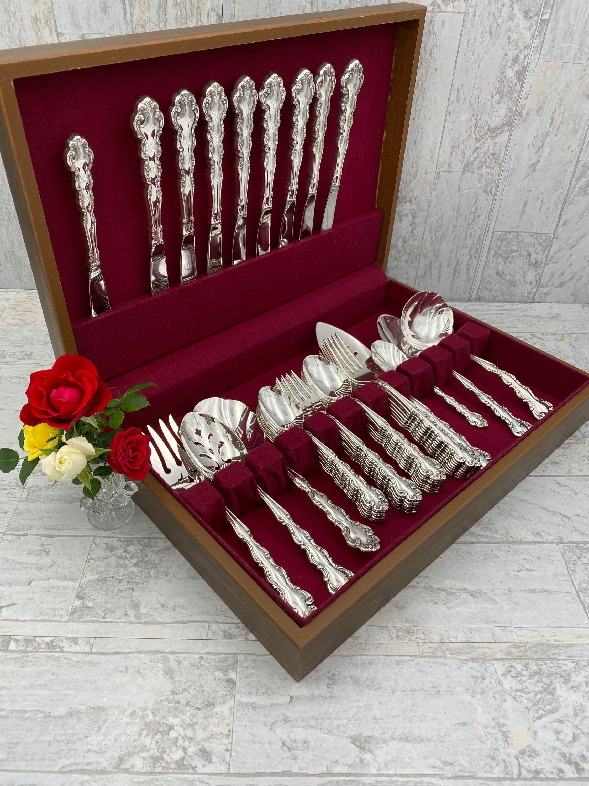 Vintage Silverware Set Oneida Community Modern Baroque Flatware Service