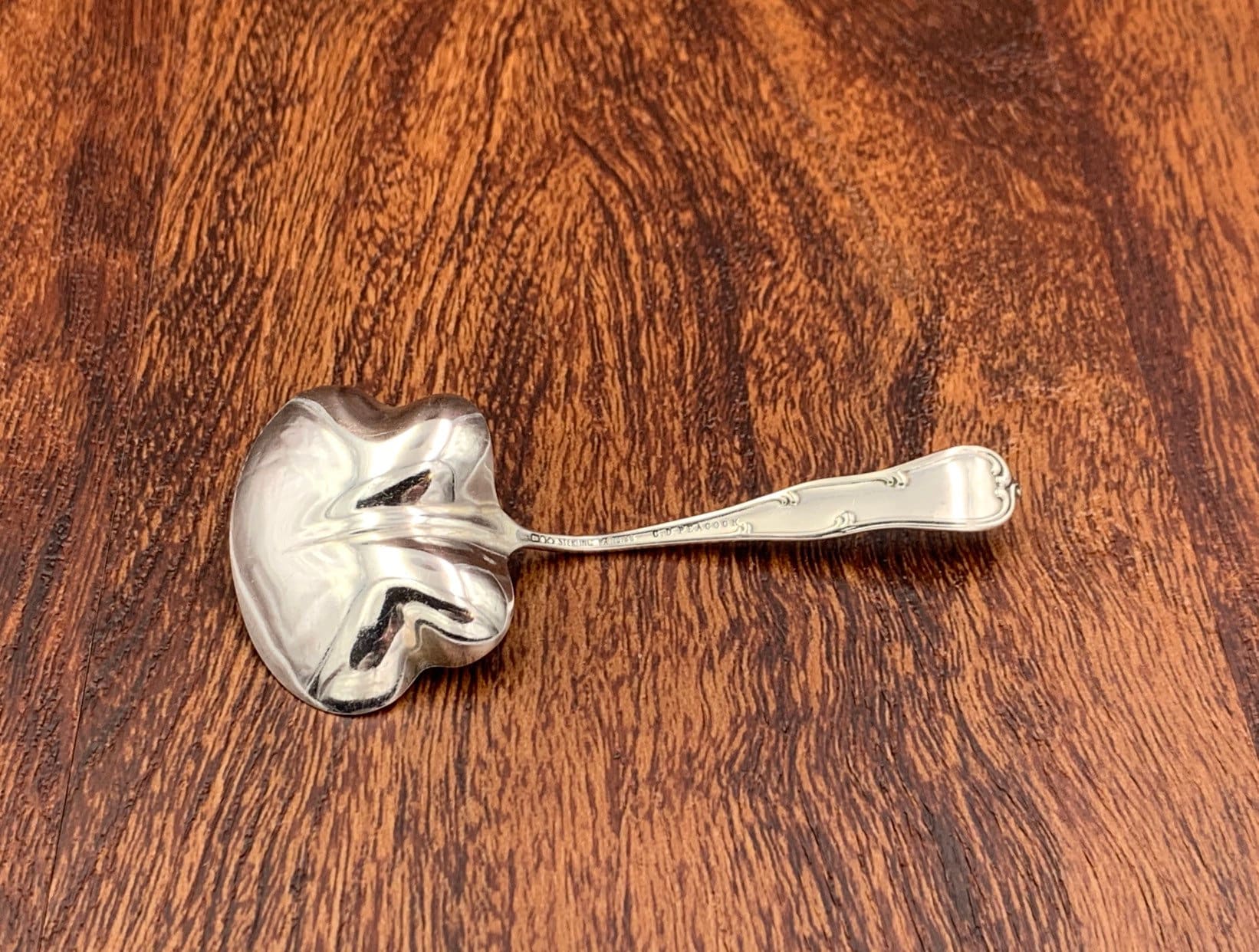 Antique Sterling Silver Bon Bon Spoon, 1888 ornate Floral handle