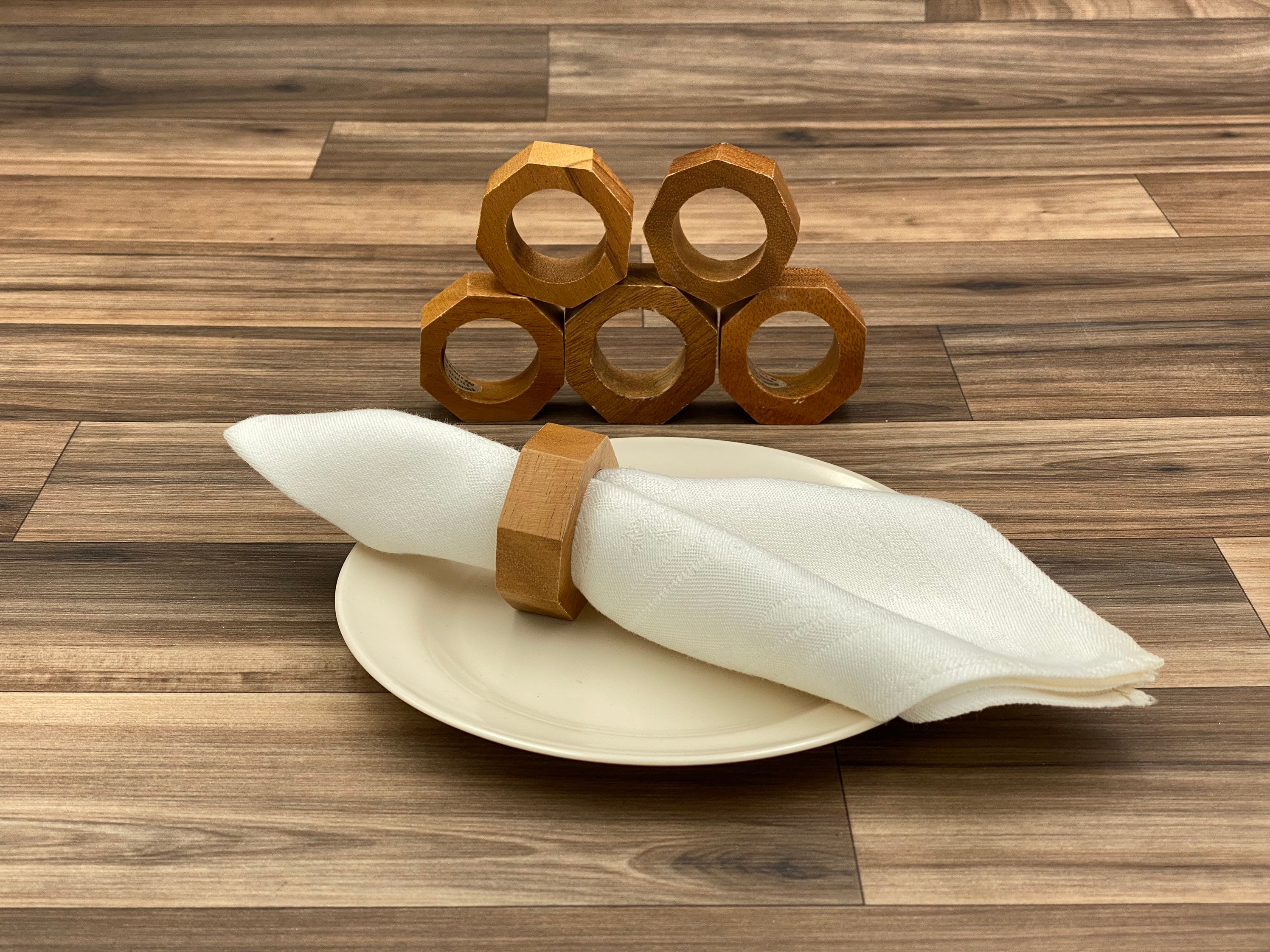 Rustic Wood Napkin Rings, 6 piece set, Octagon Napkin Ring, Rustic home