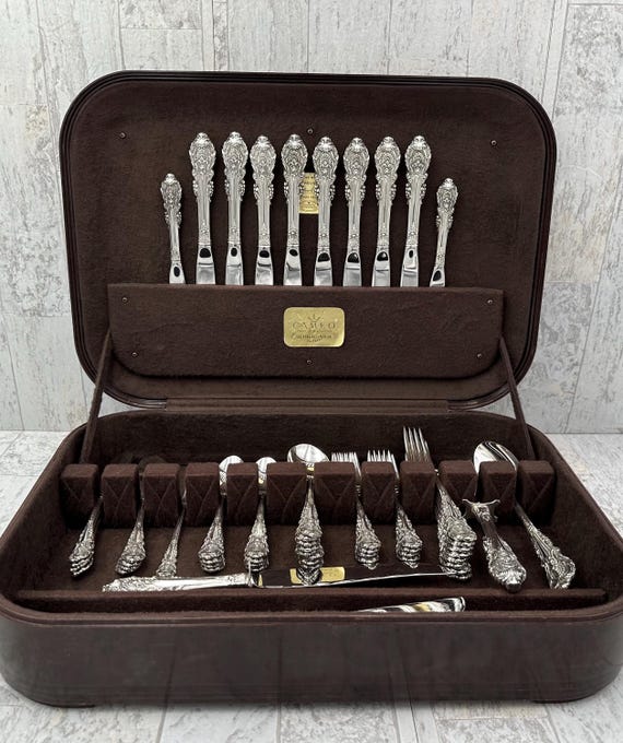 Vintage Sterling Silver Flatware Set: Sir Christopher by Wallace Service for 8, Bakelite Chest