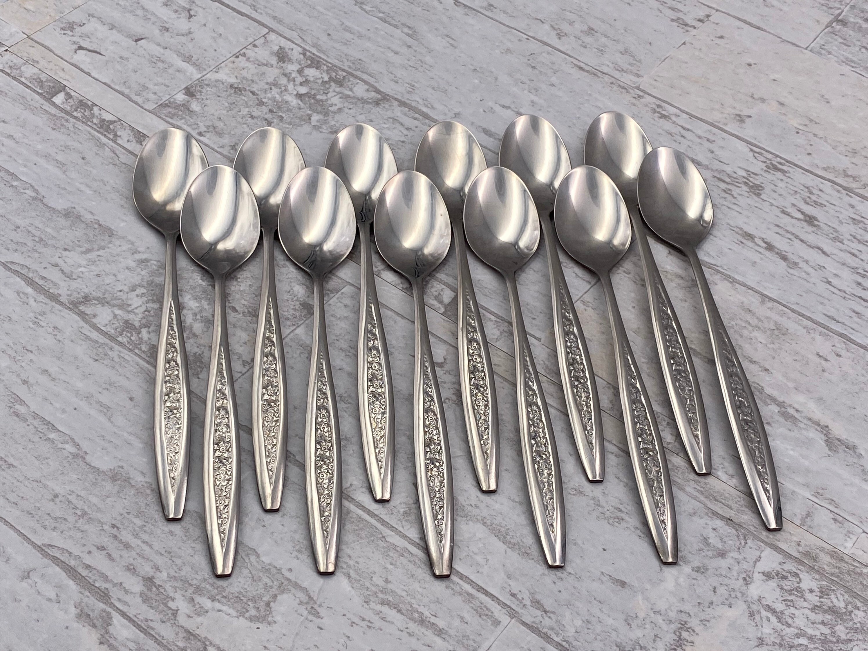 Vintage Floral Stainless Flatware set, Service for 12 CustomCraft