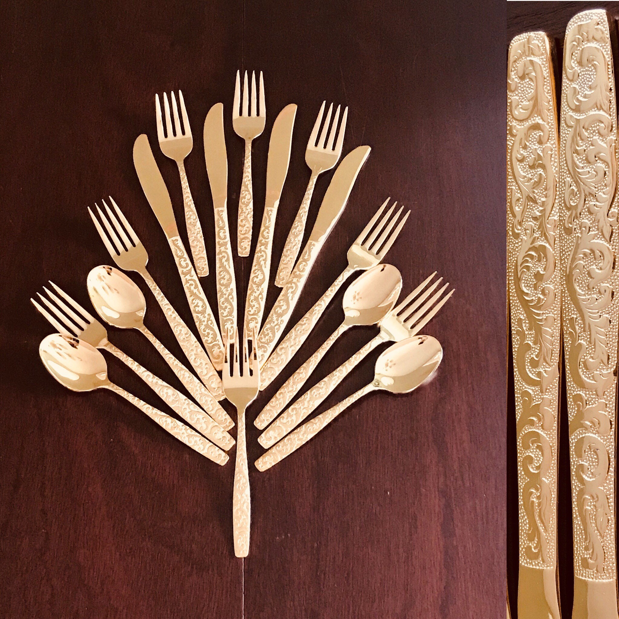 Vintage Gold Flatware, Americana Golden Heritage IS, Gold Electroplate