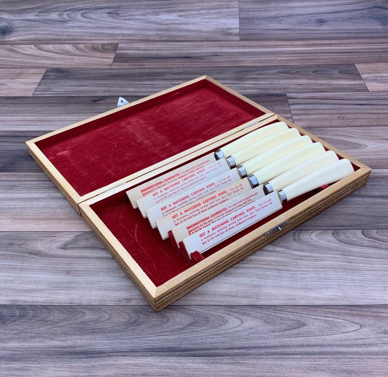 Vintage Steak knife set with Plastic Handles, Lifetime Cutlery Serrated