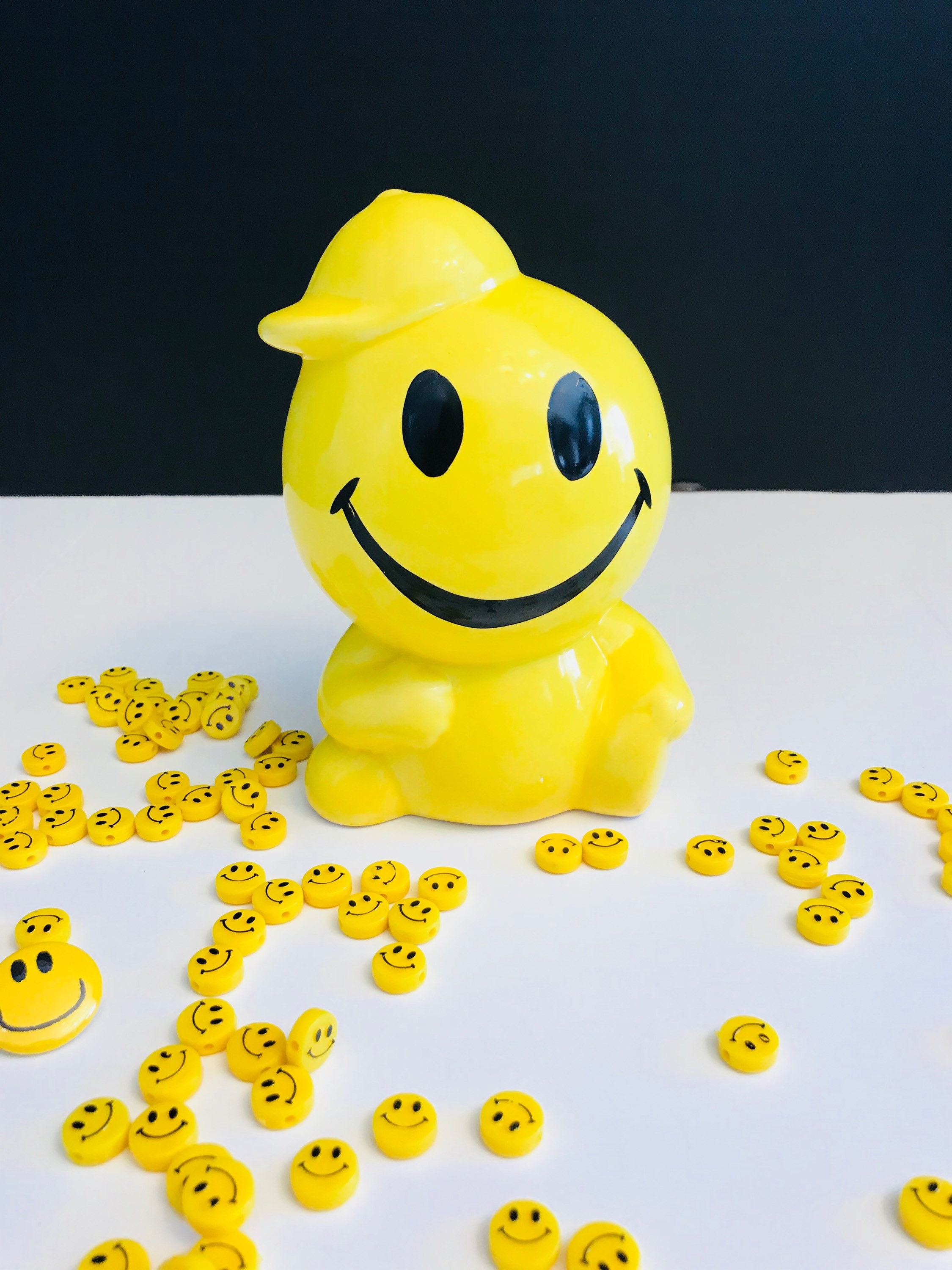 Smiley Face Bank with Baseball Cap, Vintage smiley face ...
