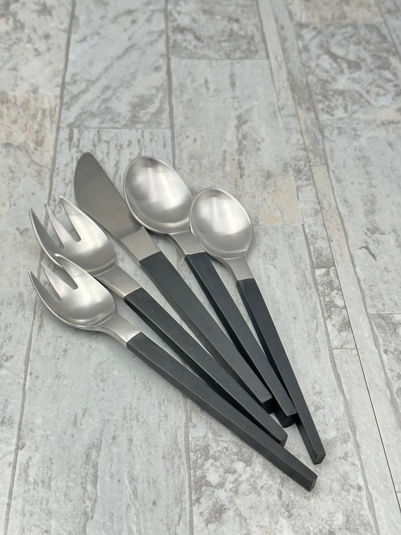 MCM Flatware Set RARE MOD Designer Silverware Set Stanley Roberts Contempra Labrisas, service for 8