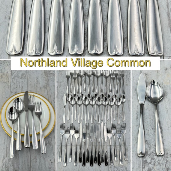 Vintage Oneida Stainless Flatware, Village Common by Northand, Service for 8