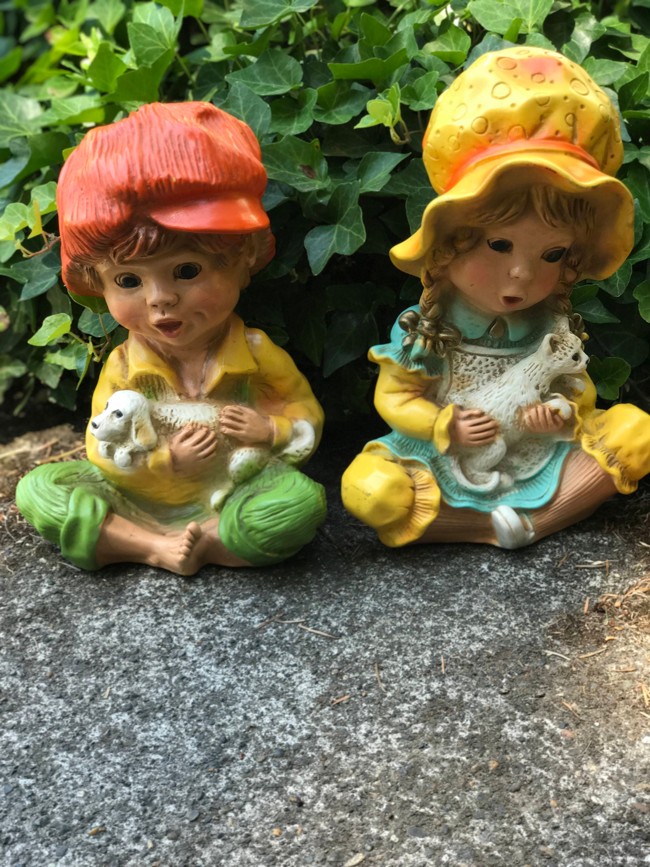 Vintage Children Statues, Garden Patio Statues, Universal Statuary 1974