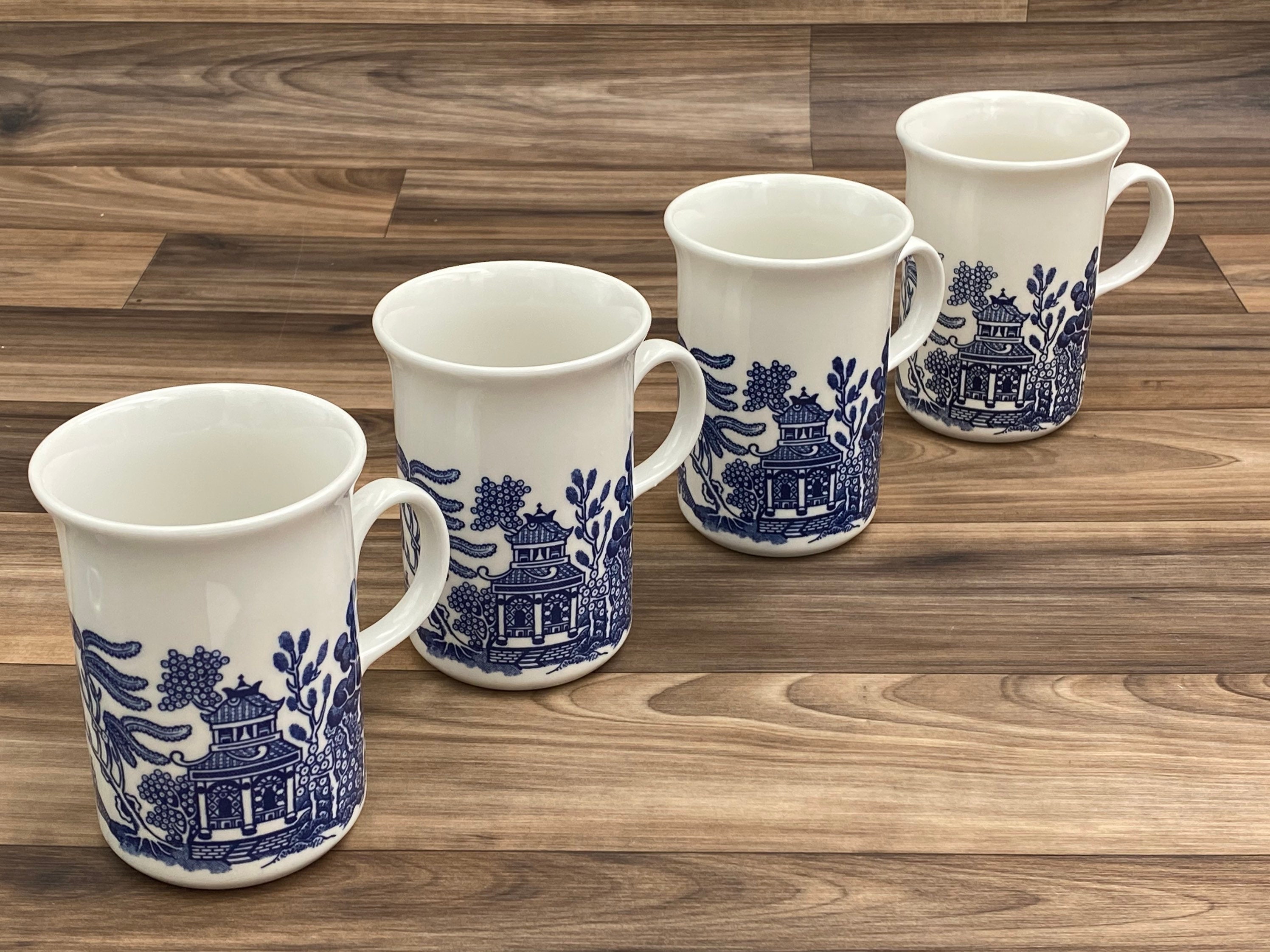Vintage Blue Willow Mugs, Johnson Bros Earthenware Blue and white