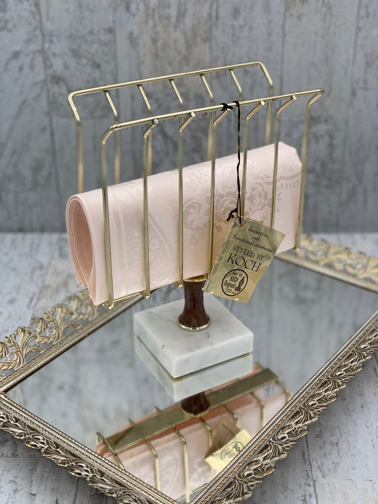 Vintage Guest towel Holder, freestanding towel holder with Marble base