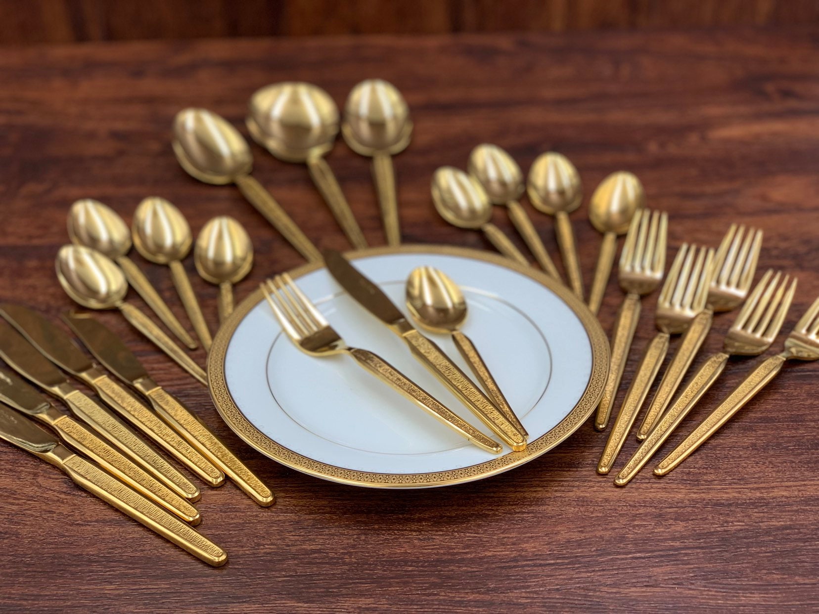 Vintage Royalton 7 Gold Flatware, Gold Electroplate Flatware, Hollywood Regency