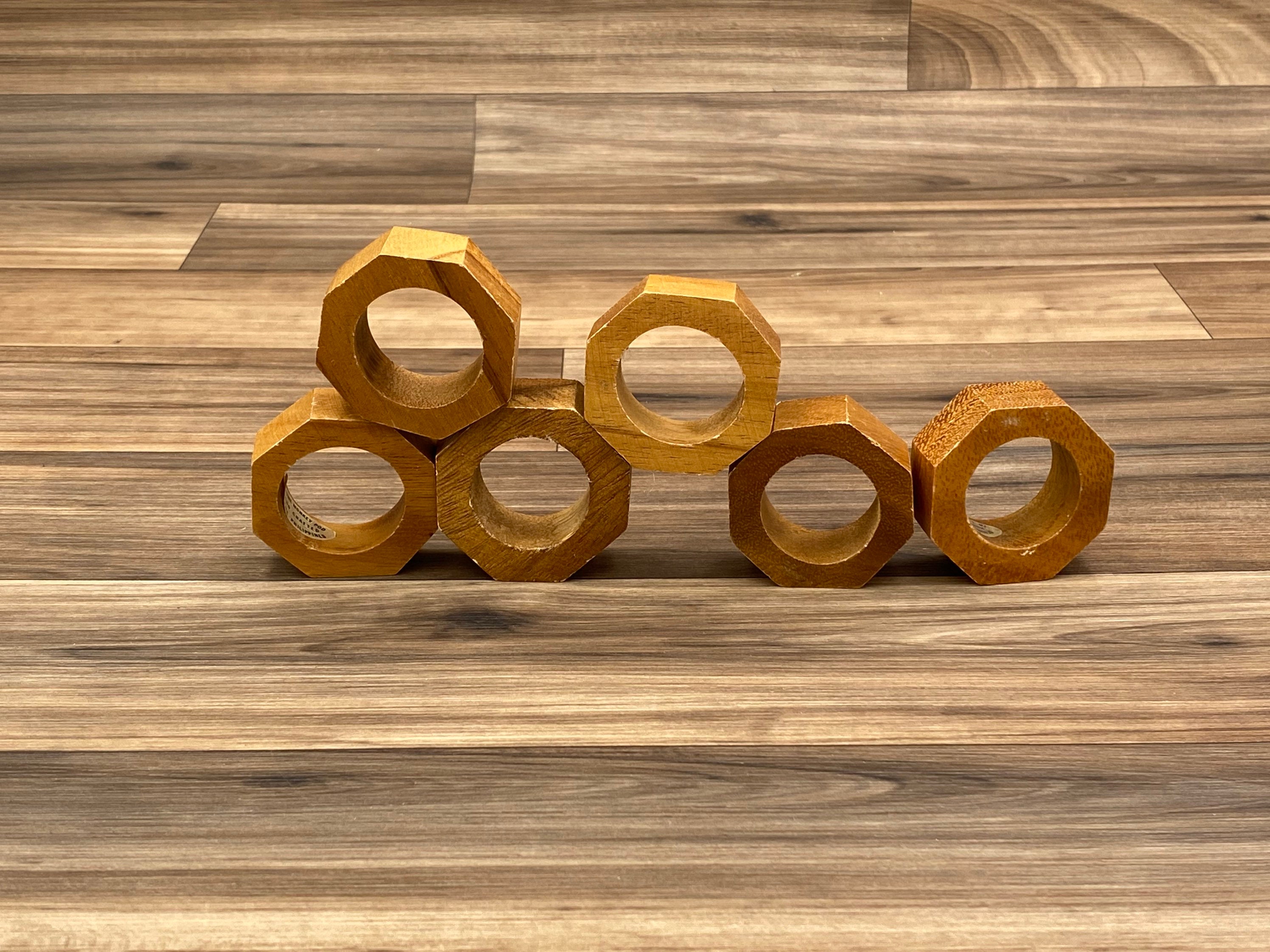 Rustic Wood Napkin Rings, 6 piece set, Octagon Napkin Ring, Rustic home