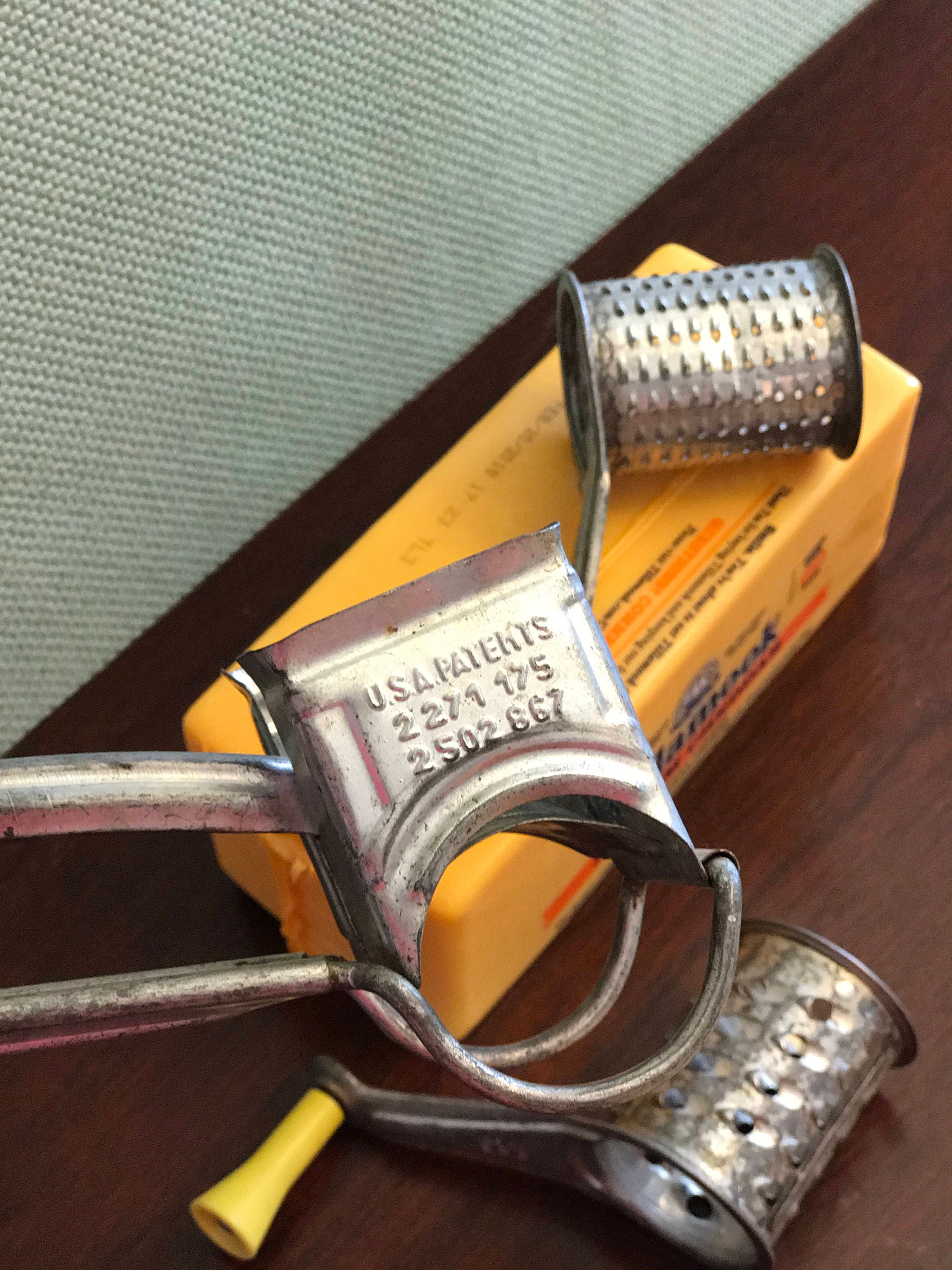 Vintage MOULI Rotary Hand Cheese Grater Metal with Yellow Handle Made In  France