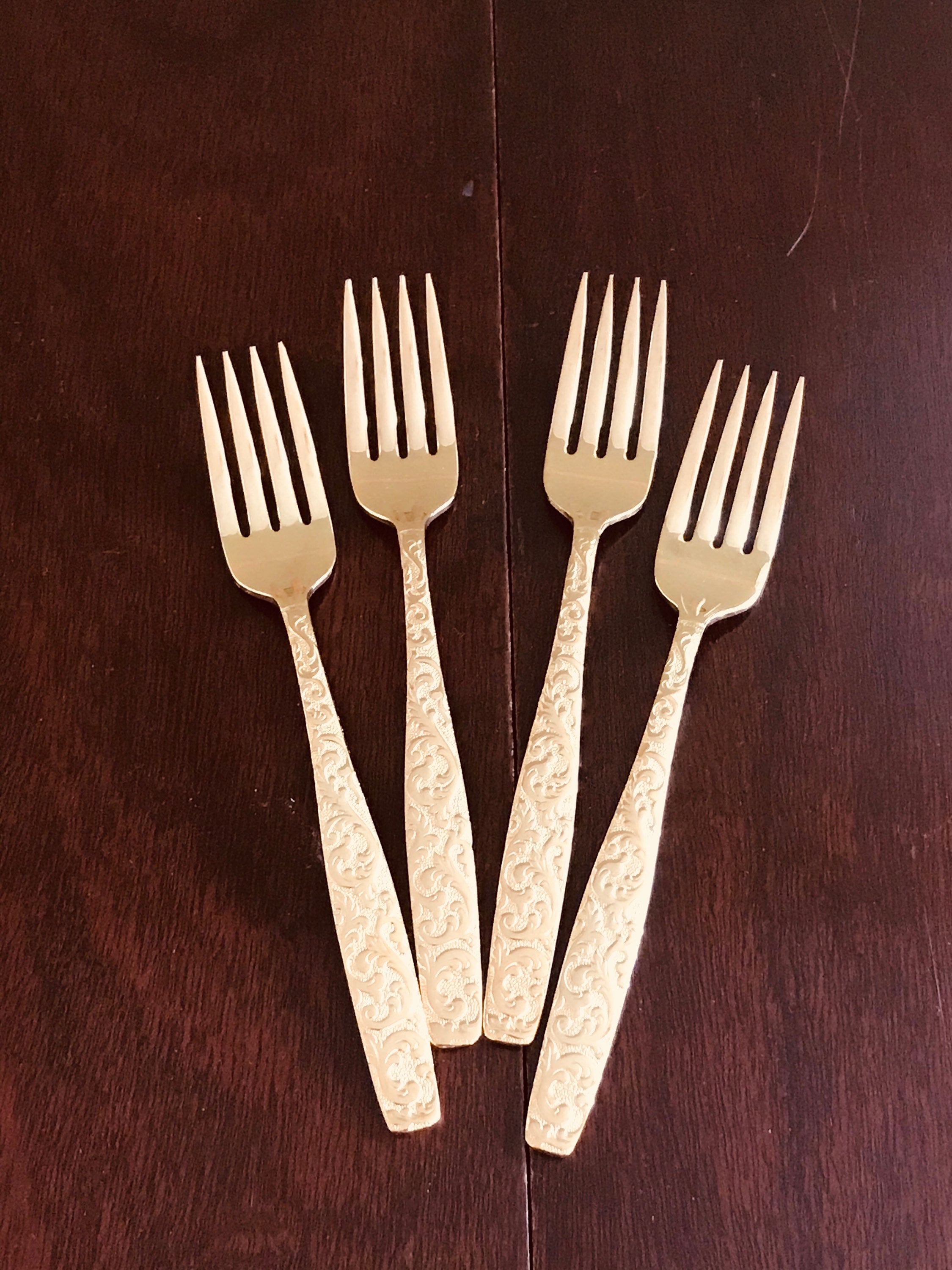 Vintage Gold Flatware, Americana Golden Heritage IS, Gold Electroplate Flatware, 4 piece service