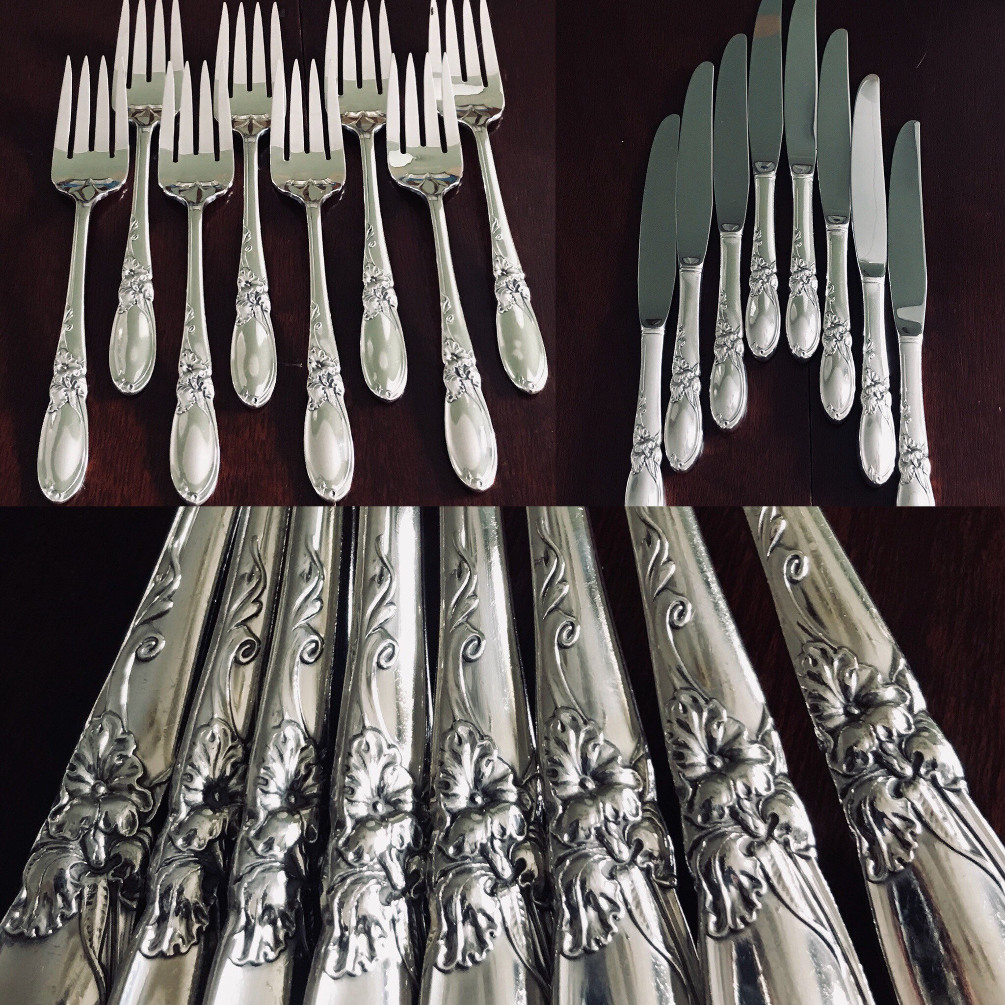 Vintage White Orchid Silverware Set in Case Oneida Community Flatware 60 piece Service for 8 Spring silverware Gift for Her Silverware