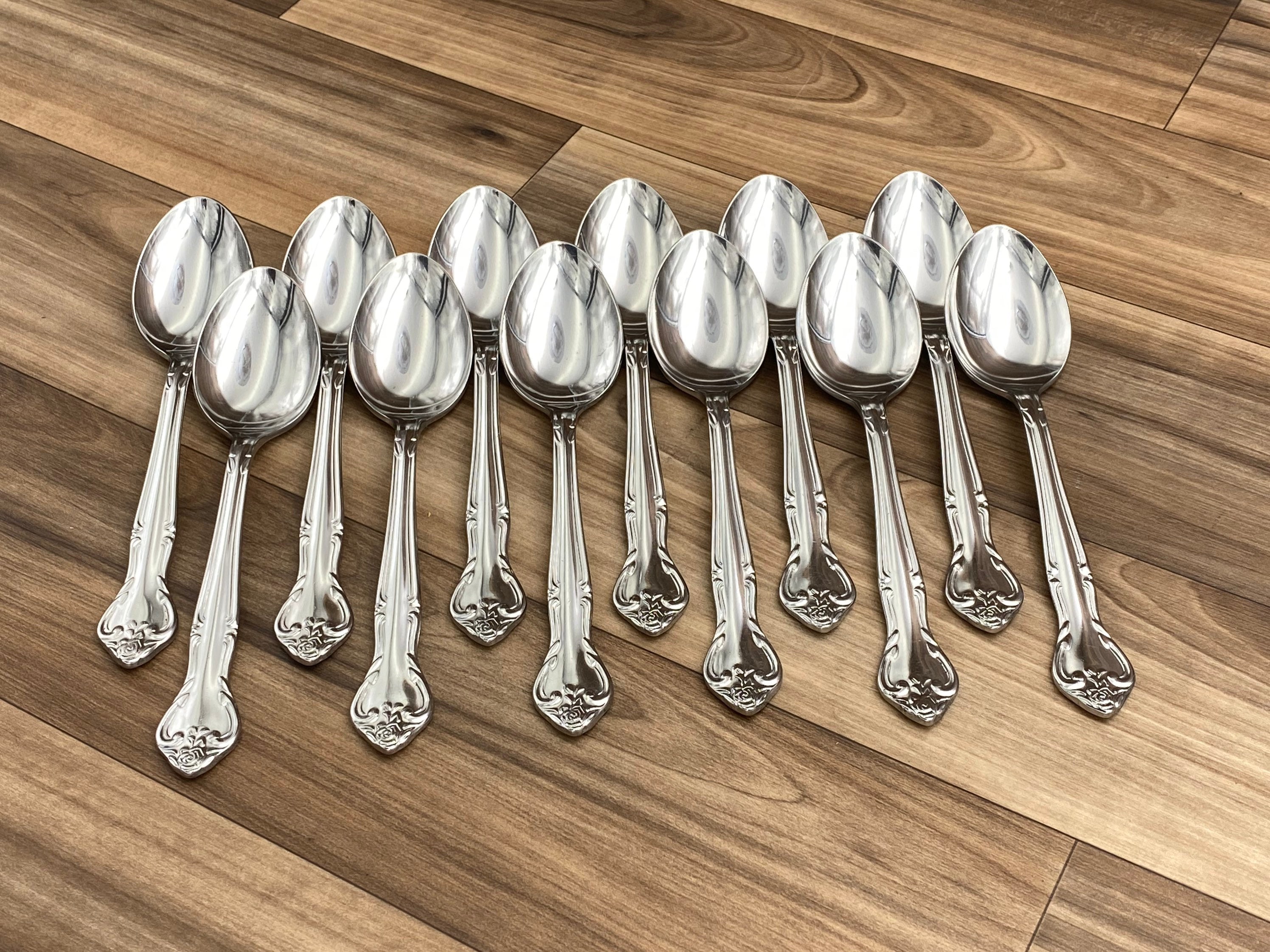 Vintage Stainless Flatware Set, Rose pattern Service for 6, Classic