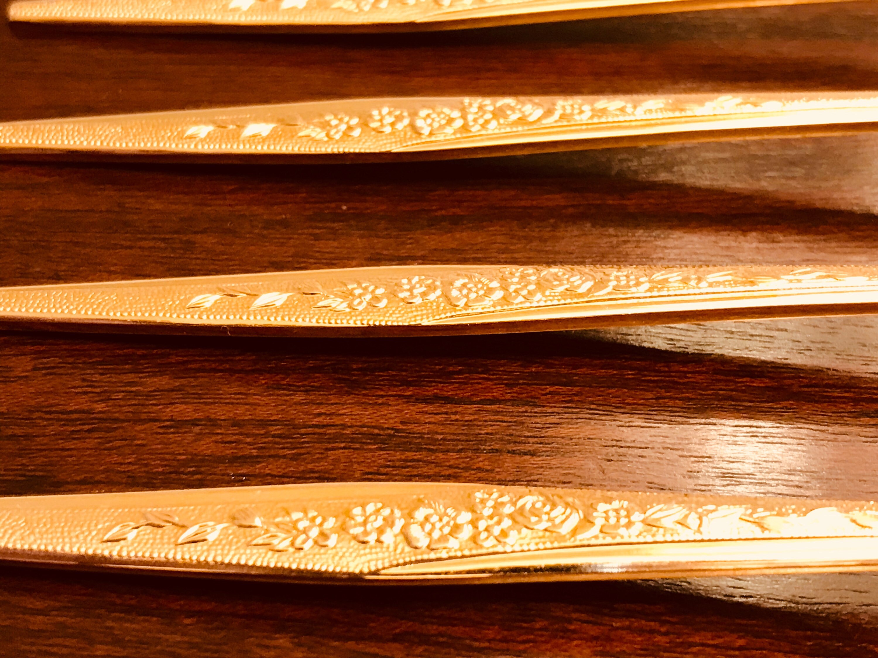 Golden Iced Tea Spoons, Golden Bouquet Spoons, set of 6 Iced Tea Spoons