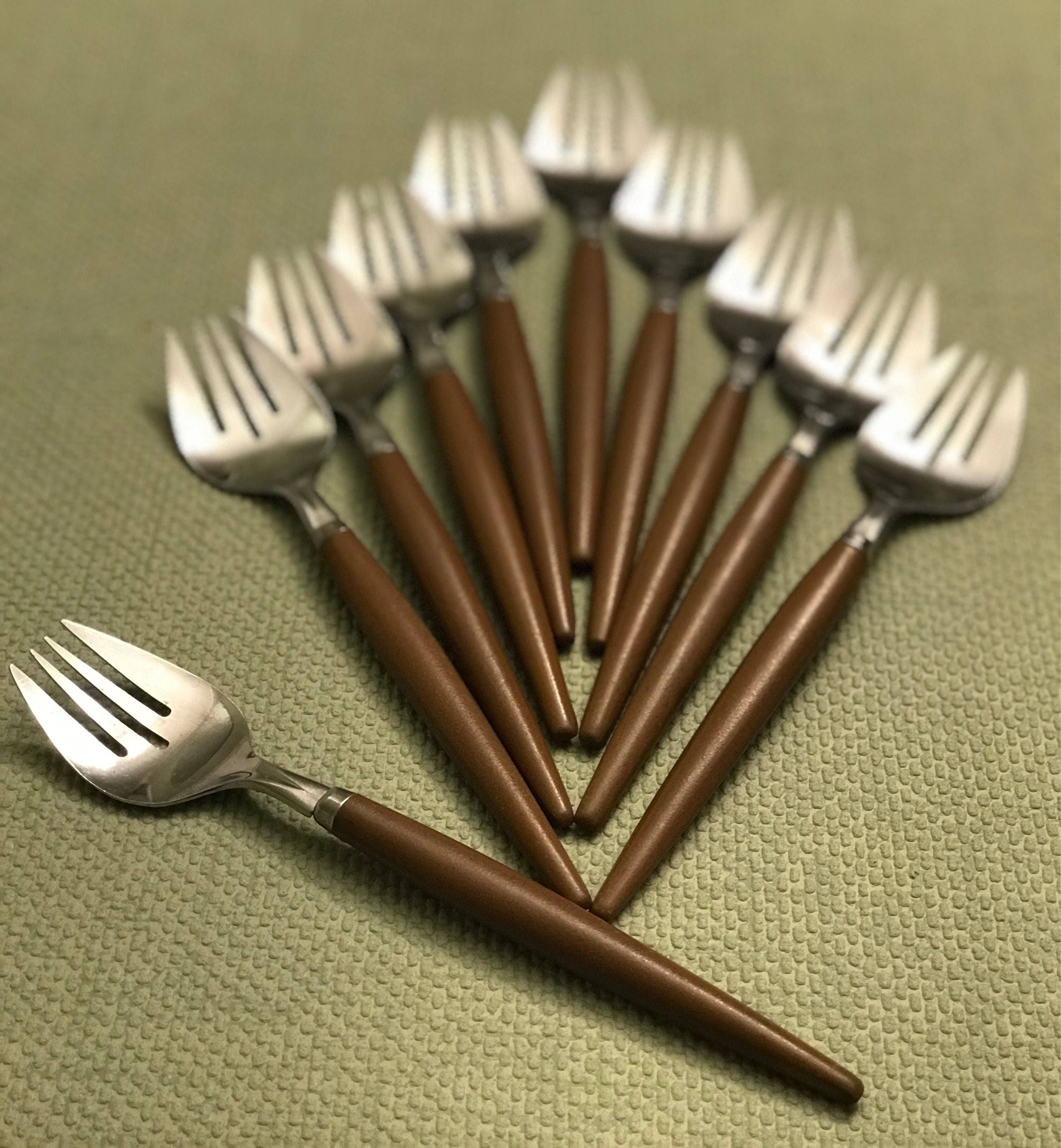 Danish Modern Dessert Forks, Stainless Steel Dessert Forks, Mid Century