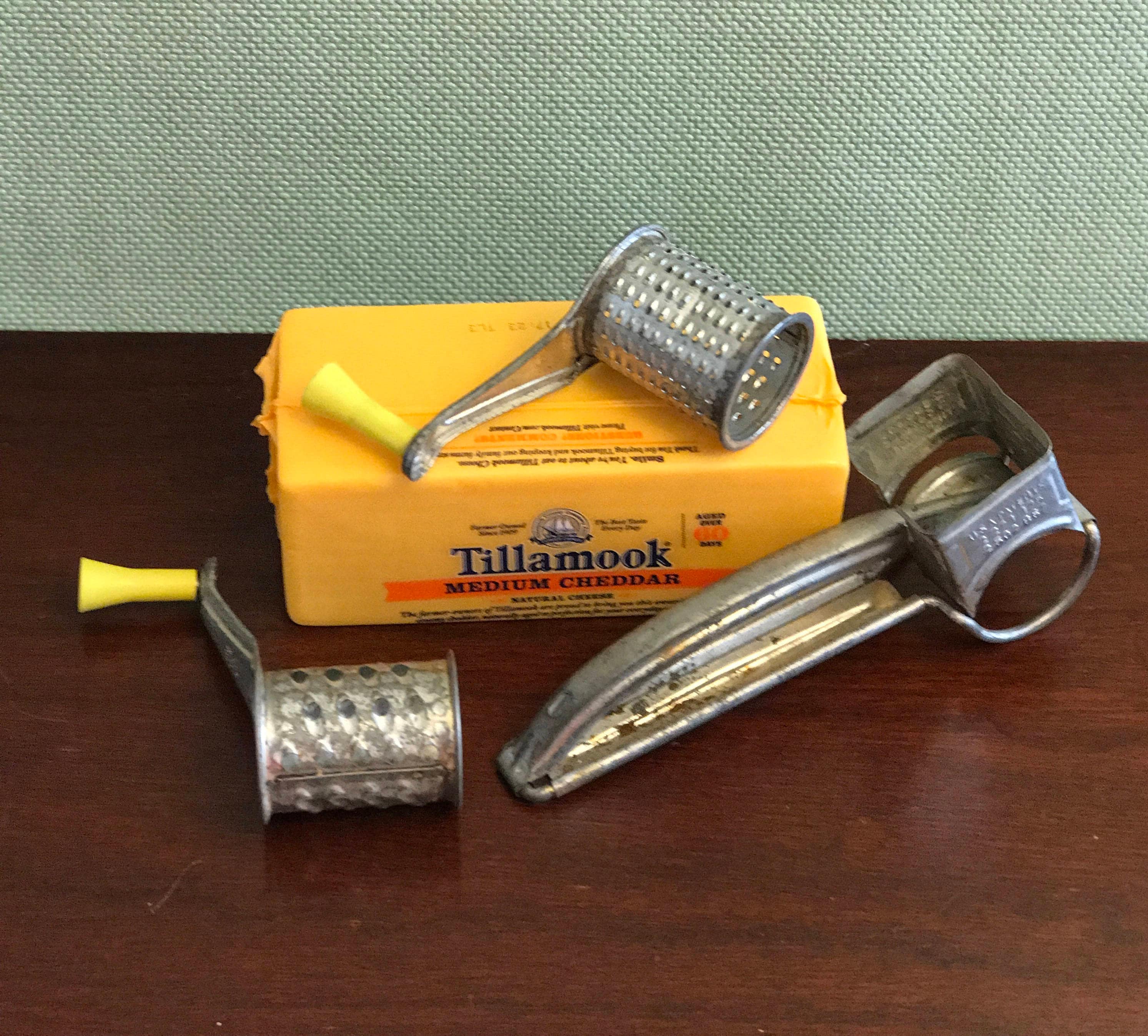 Vintage MOULI Rotary Hand Cheese Grater Metal with Yellow Handle Made In  France