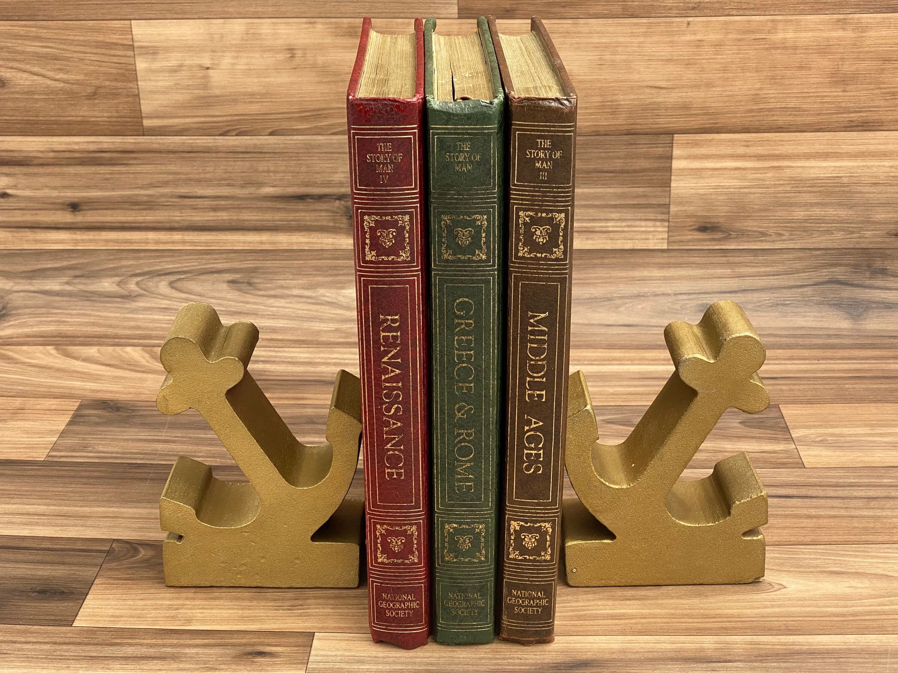 Vintage Anchor Bookends, Cast Iron Nautical Office decor, Man Cave
