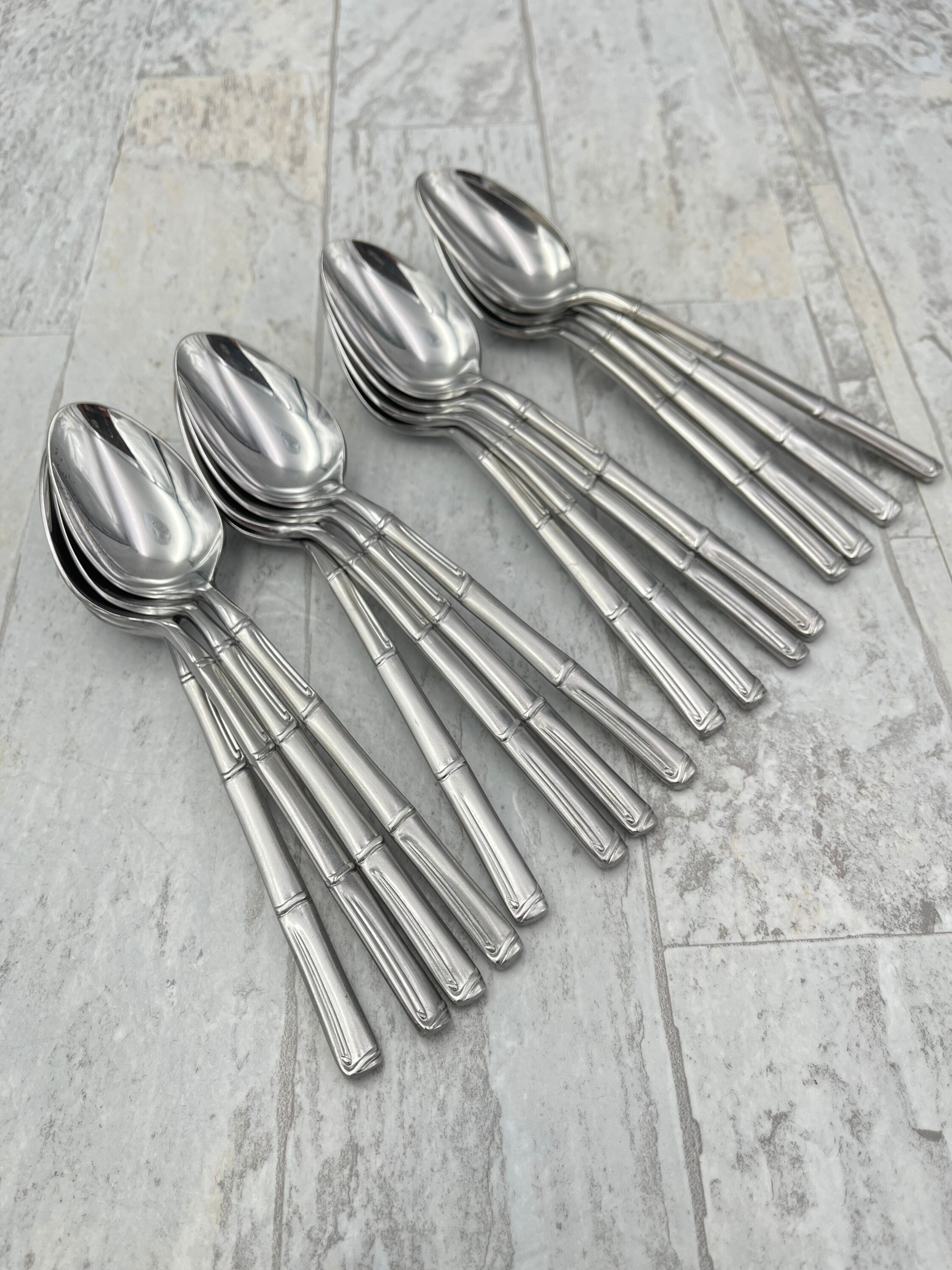 Vintage Stainless Flatware set, Bamboo Pattern, National Stainless