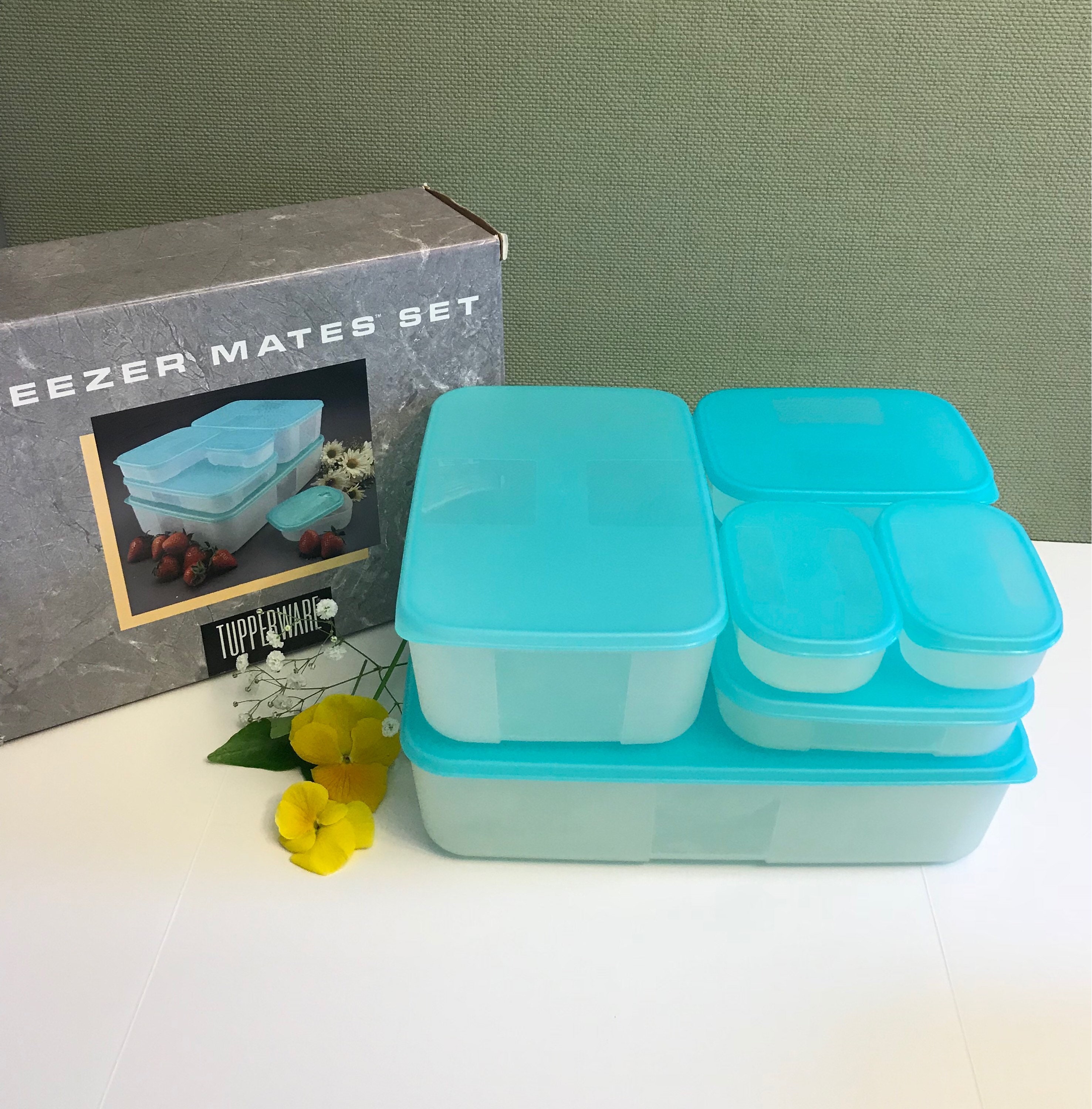 Tupperware, Kitchen, Vintage Tupperware Set Of 3 Pastel Square Freezer  Containers