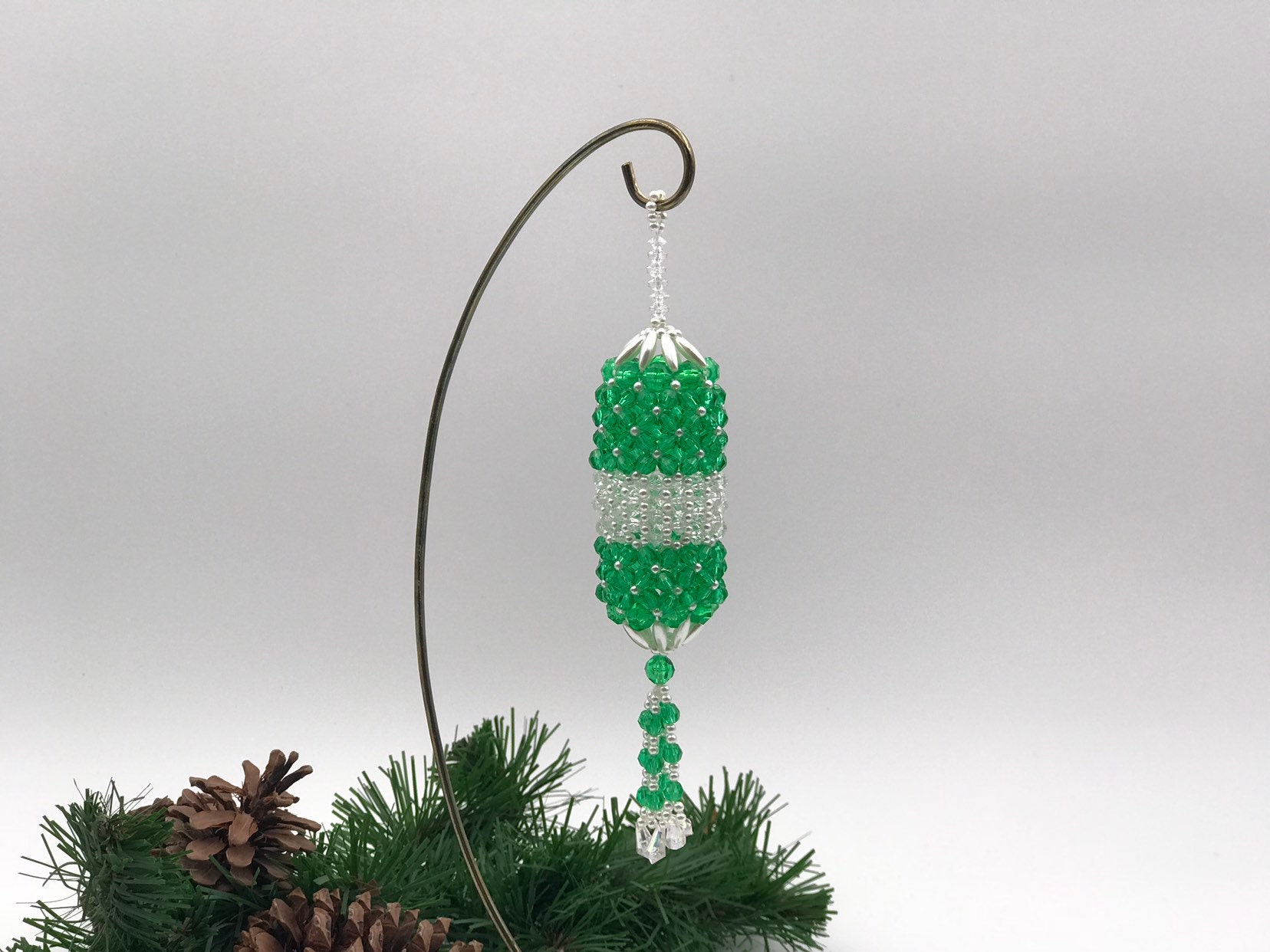 Vintage Beaded Christmas Ornament, 1970s Beaded Ornament