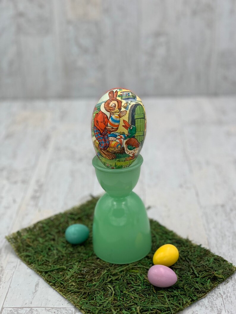 Vintage Paper Mache Easter Egg Box Easter Bunny Candy Etsy