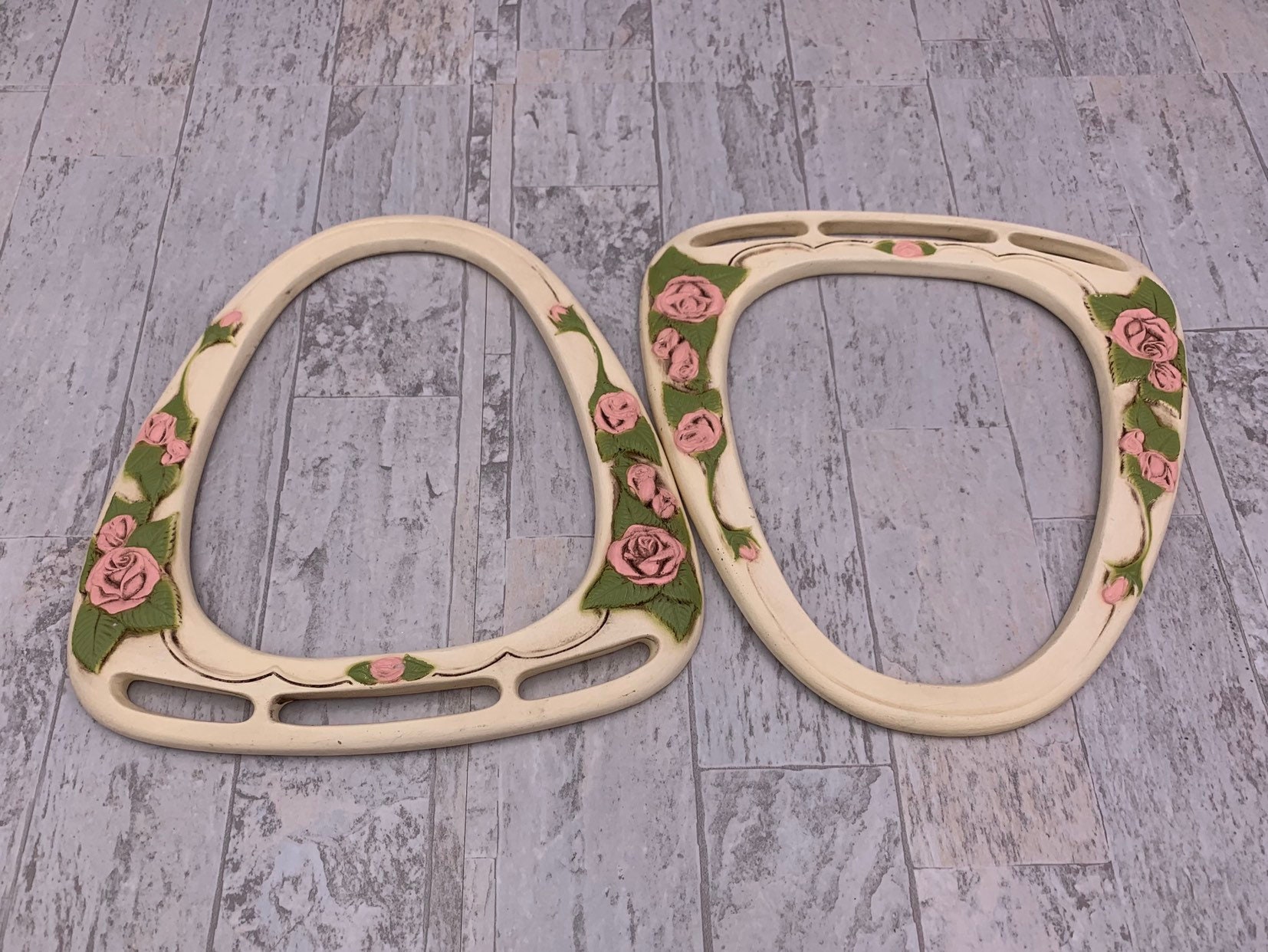 Vintage Purse Handles, Rose Handbag Handles, purse handles with roses