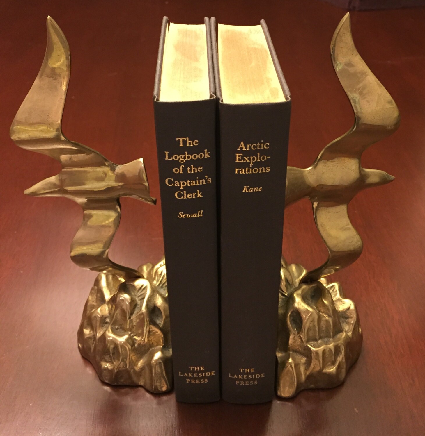 Seagull BOOKENDS Brass in Very Good Vintage condition